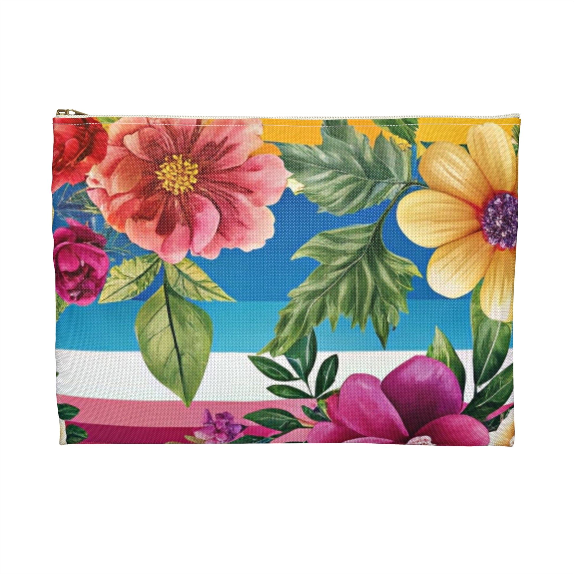 Floral Stripe 4K Accessory Pouch, Artsulli - Art is Long, Life is Short, Bags, , , , , , , 