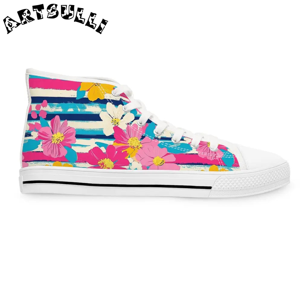 JAKKOUTTHEBXX Dayglo Floral Stripes Multi-Color Women’s High Top