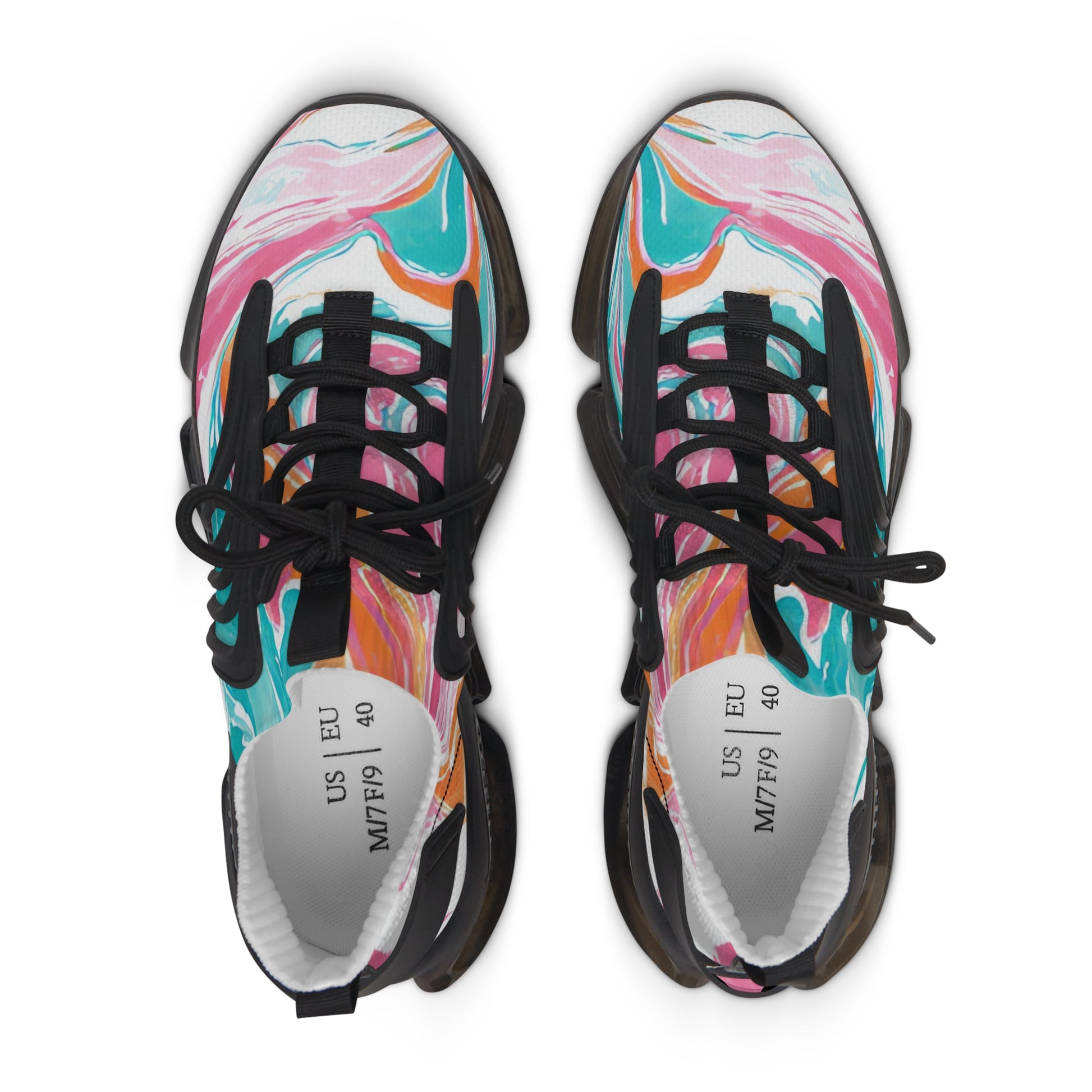 Liquid Pastel Spill Multi-Color Women's Mesh Sneakers, Artsulli - Art is Long, Life is Short, Shoes, , , , , , , 