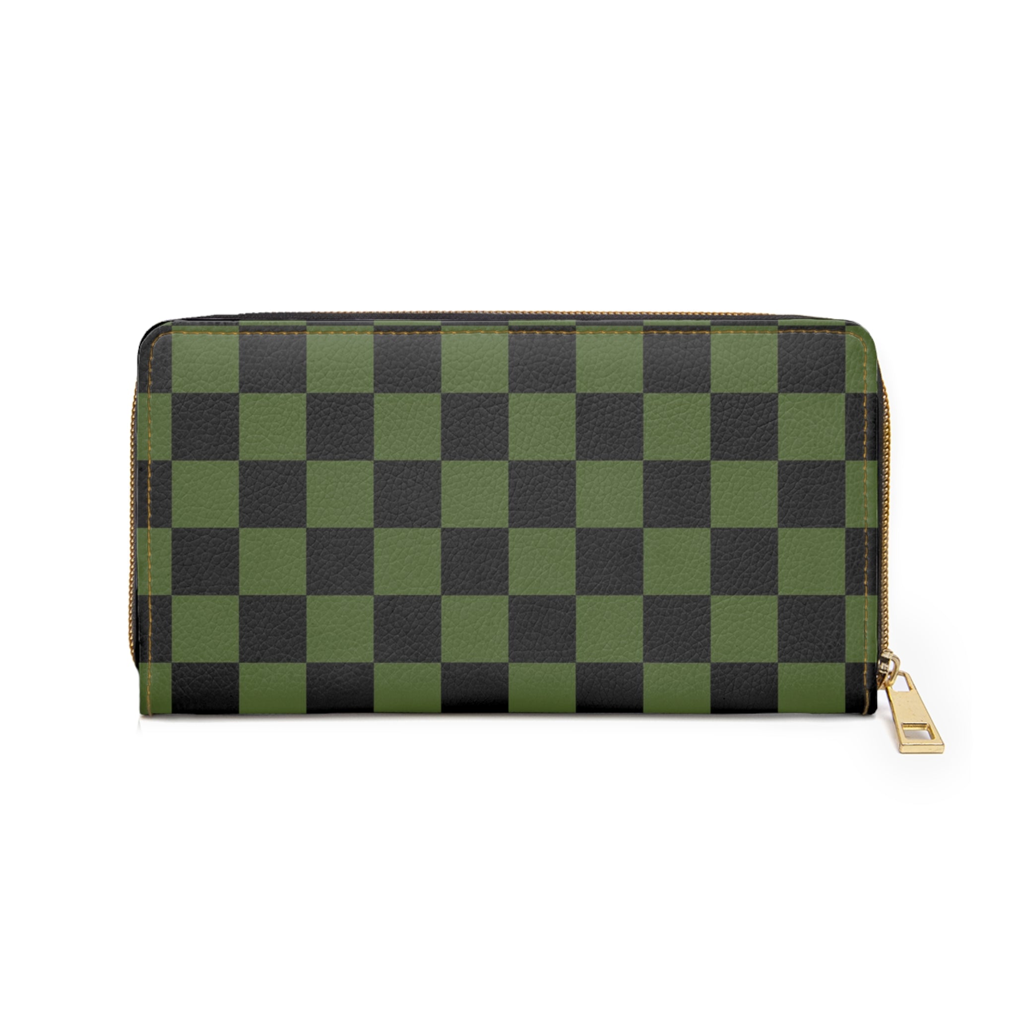 Checkerboard Olive Green and Black Zipper Wallet, Artsulli - Art is Long, Life is Short, Accessories, , , , , , , 
