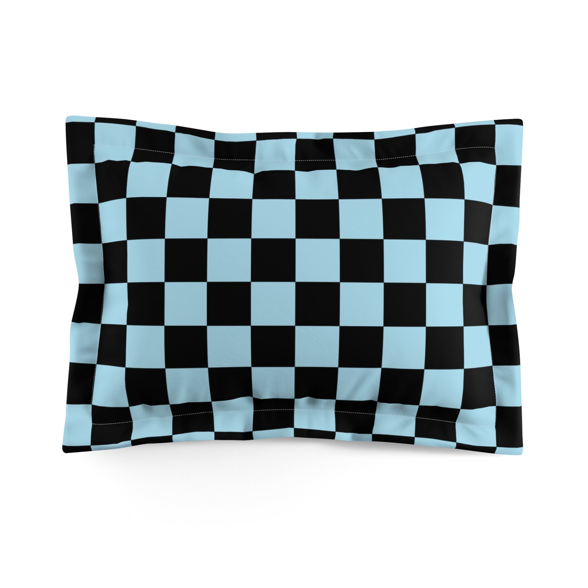 Checkerboard Black and Blue Microfiber Pillow Sham, Artsulli - Art is Long, Life is Short, Home Decor, Size, Standard, , , , , 33452232609029550614
