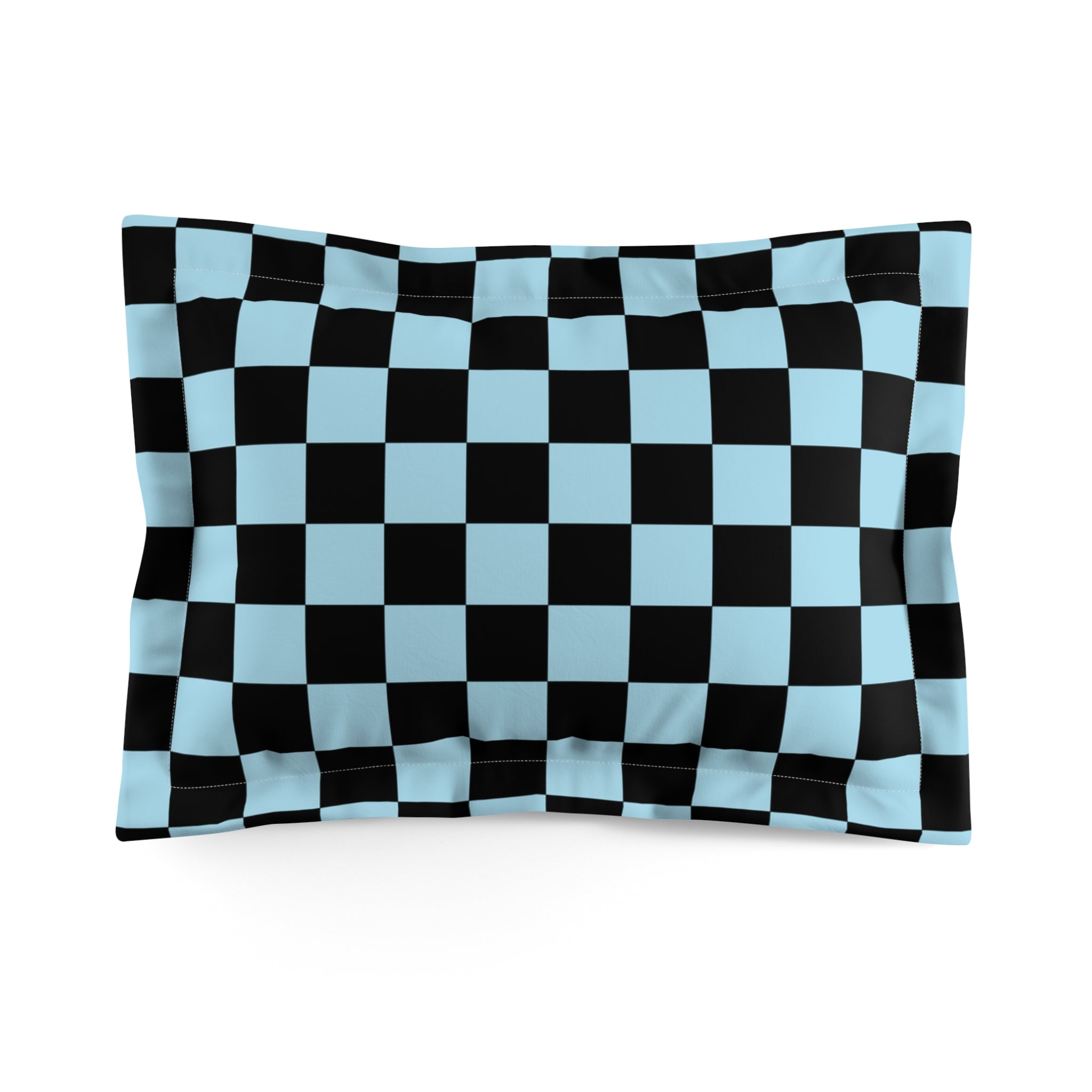 Checkerboard Black and Blue Microfiber Pillow Sham, Artsulli - Art is Long, Life is Short, Home Decor, Size, Standard, , , , , 33452232609029550614