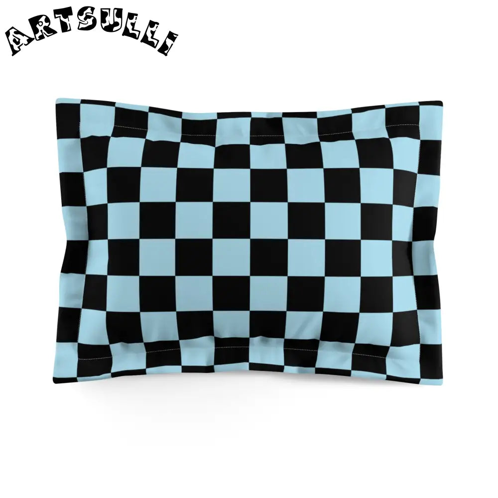 JAKKOUTTHEBXX Checkerboard Black and Blue Microfiber Pillow Sham