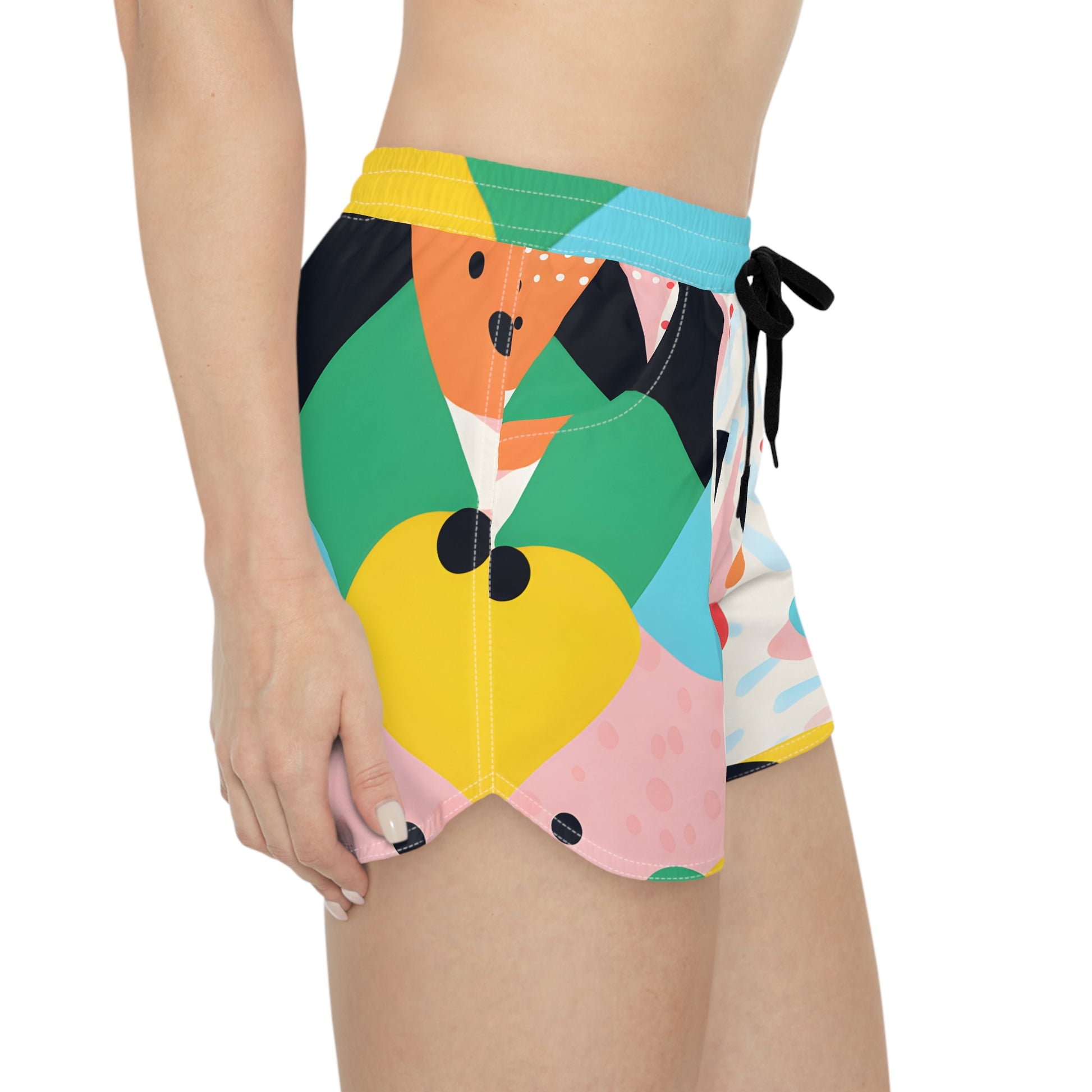 Colorful Abstract Shapes Women's Casual Shorts (AOP), Artsulli - Art is Long, Life is Short, All Over Prints, , , , , , , 