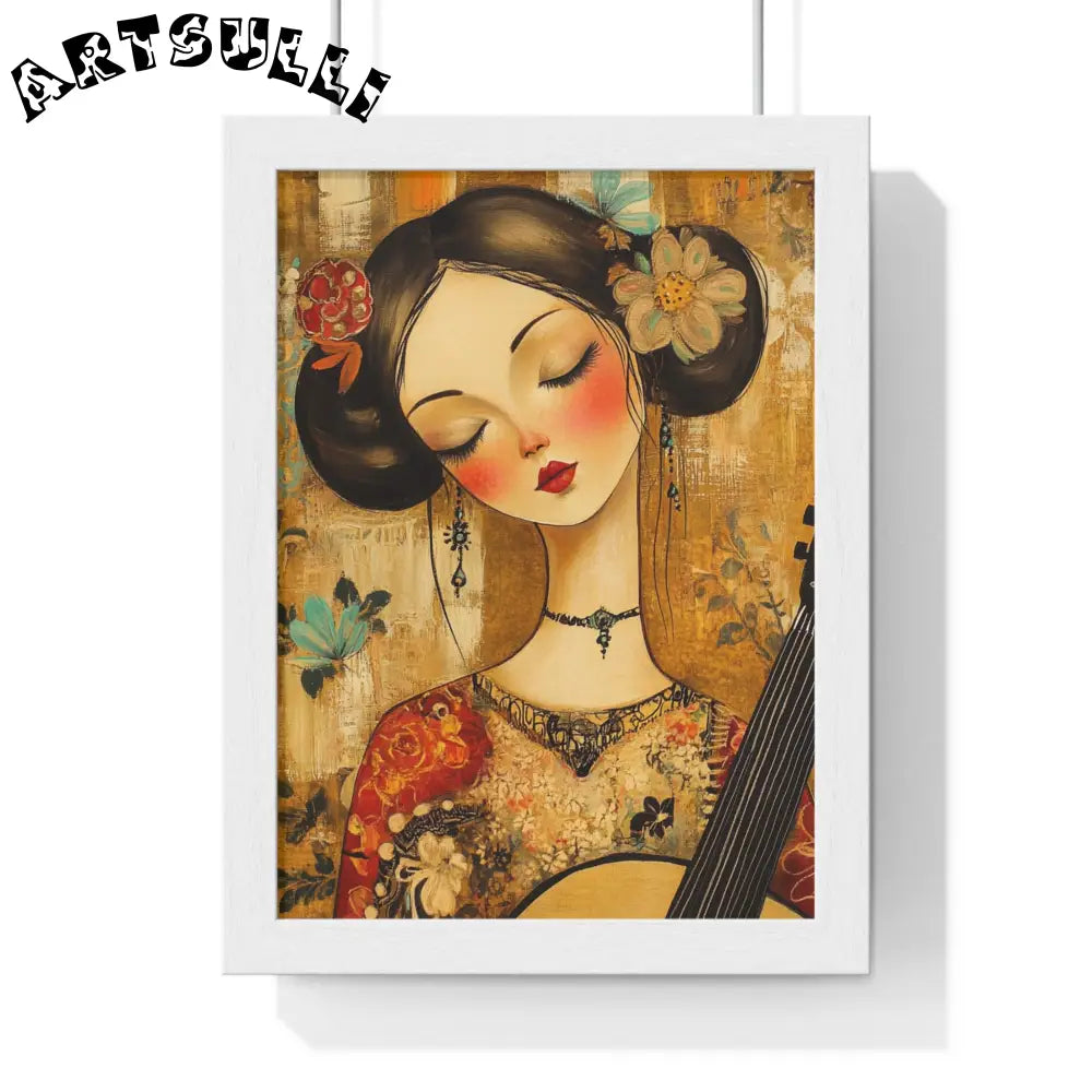 Woman With A Guitar Vertical Framed Poster, Artsulli - Art is Long, Life is Short, Poster, Size, 8" x 11", Color, White, , , 21753841293246552391