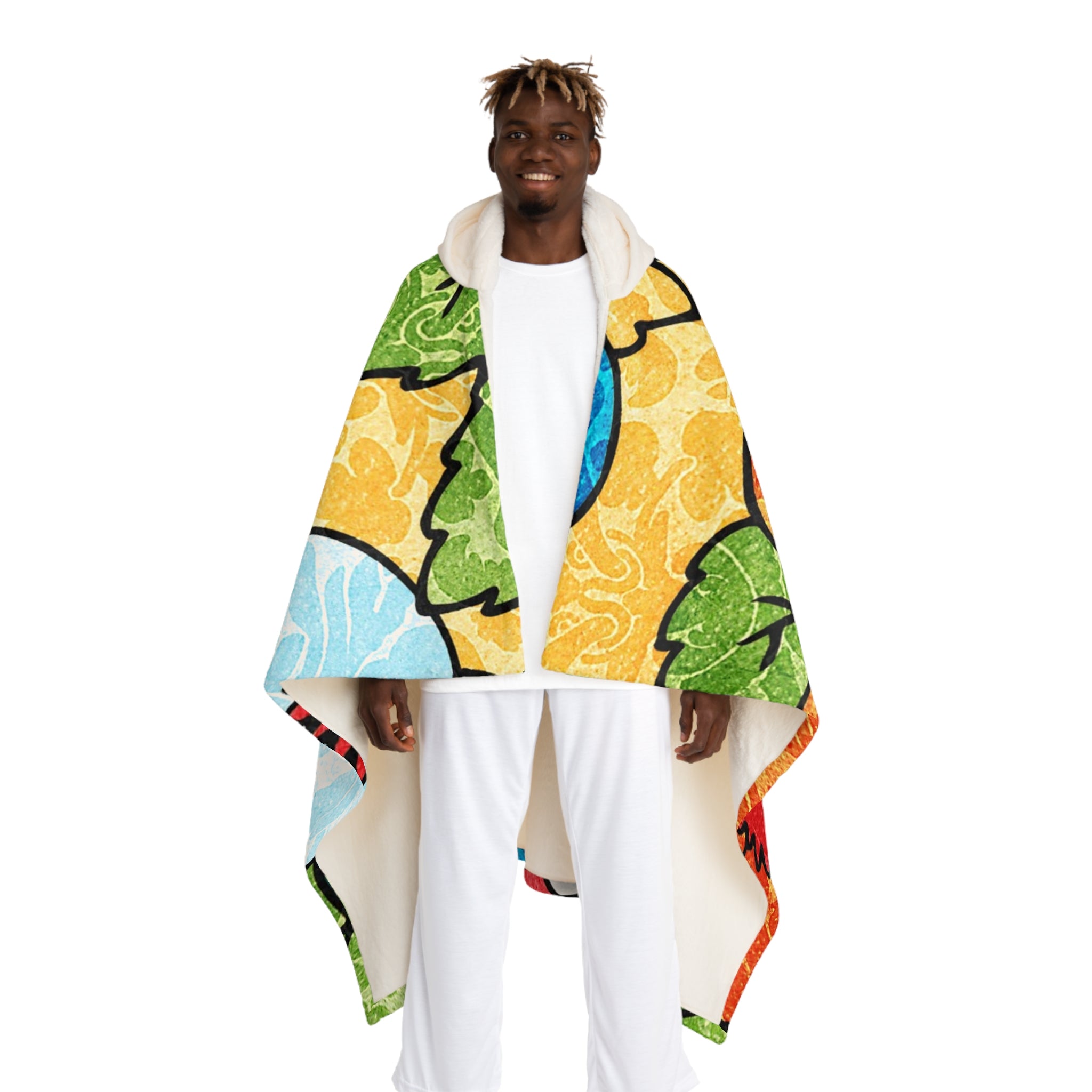 Groovy Yellow Floral Kl Hooded Sherpa Fleece Blanket, Artsulli - Art is Long, Life is Short, All Over Prints, Size, One size, Color, Cream, , , 14582555147228199236