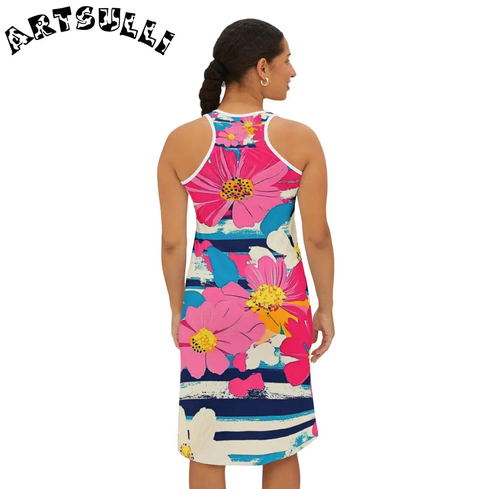 JAKKOUTTHEBXX Dayglo Floral Stripes II Multi-Color Women’s Racerback