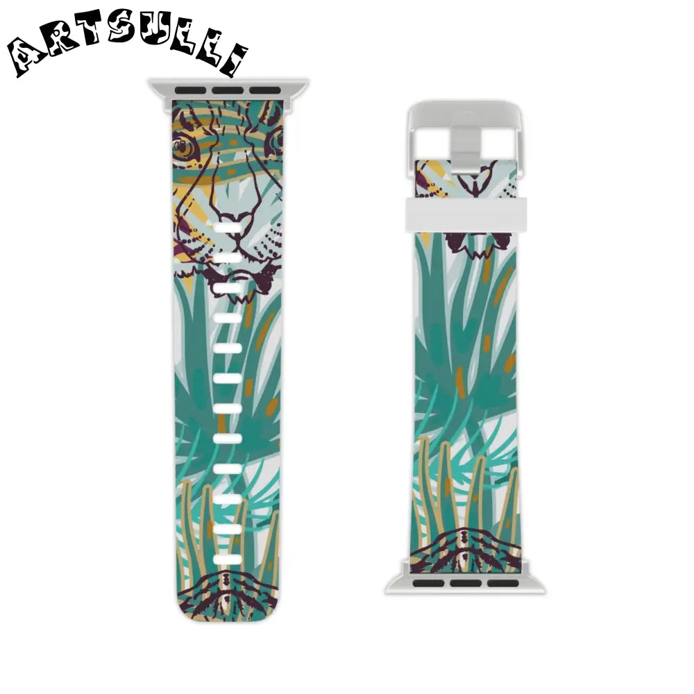 JAKKOUTTHEBXX Tropical Jungle Tigers Brown and Green Watch Band