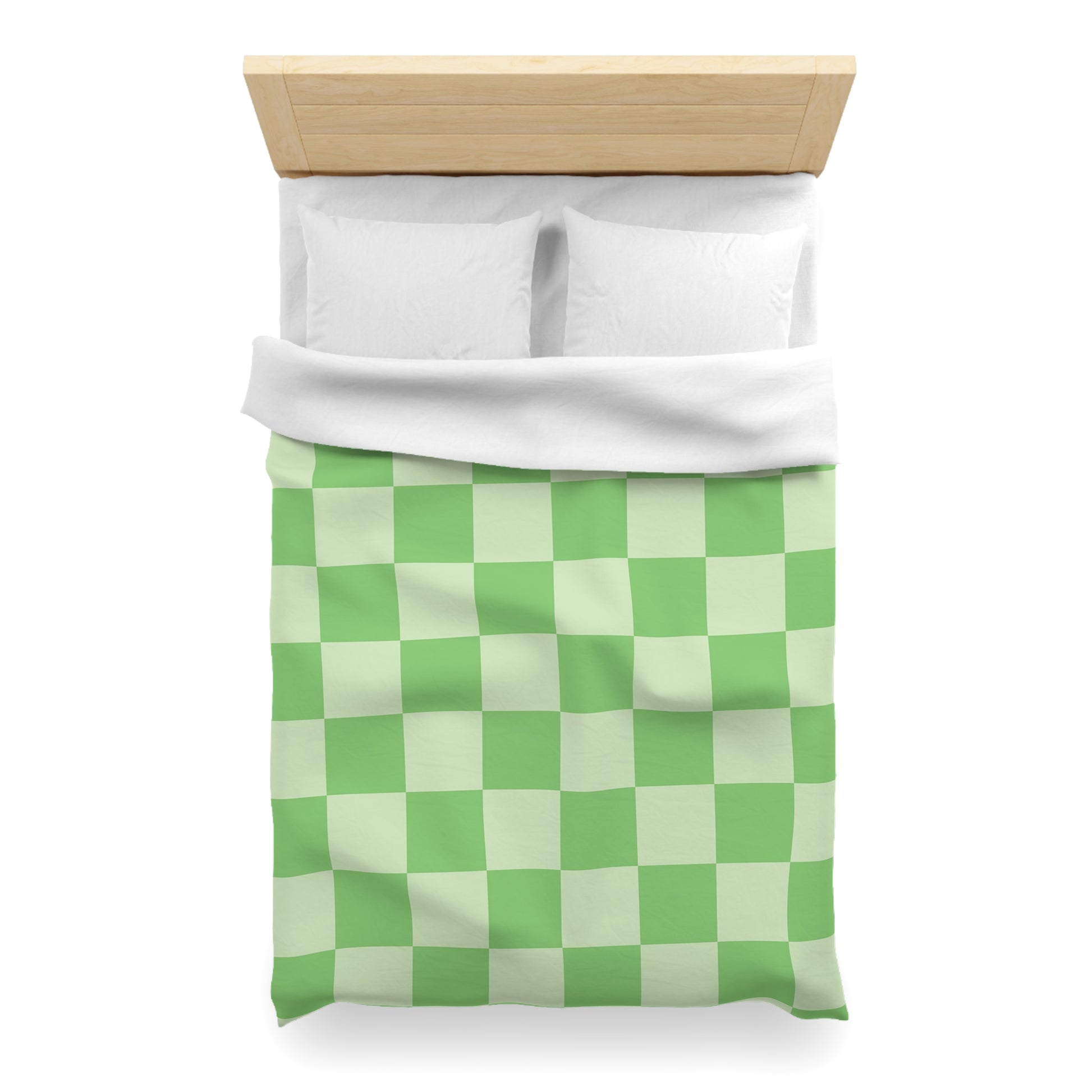 Checkerboard Green Microfiber Duvet Cover, Artsulli - Art is Long, Life is Short, Home Decor, , , , , , , 