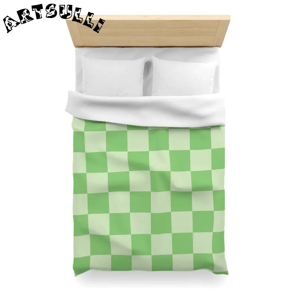 JAKKOUTTHEBXX Checkerboard Green Microfiber Duvet Cover