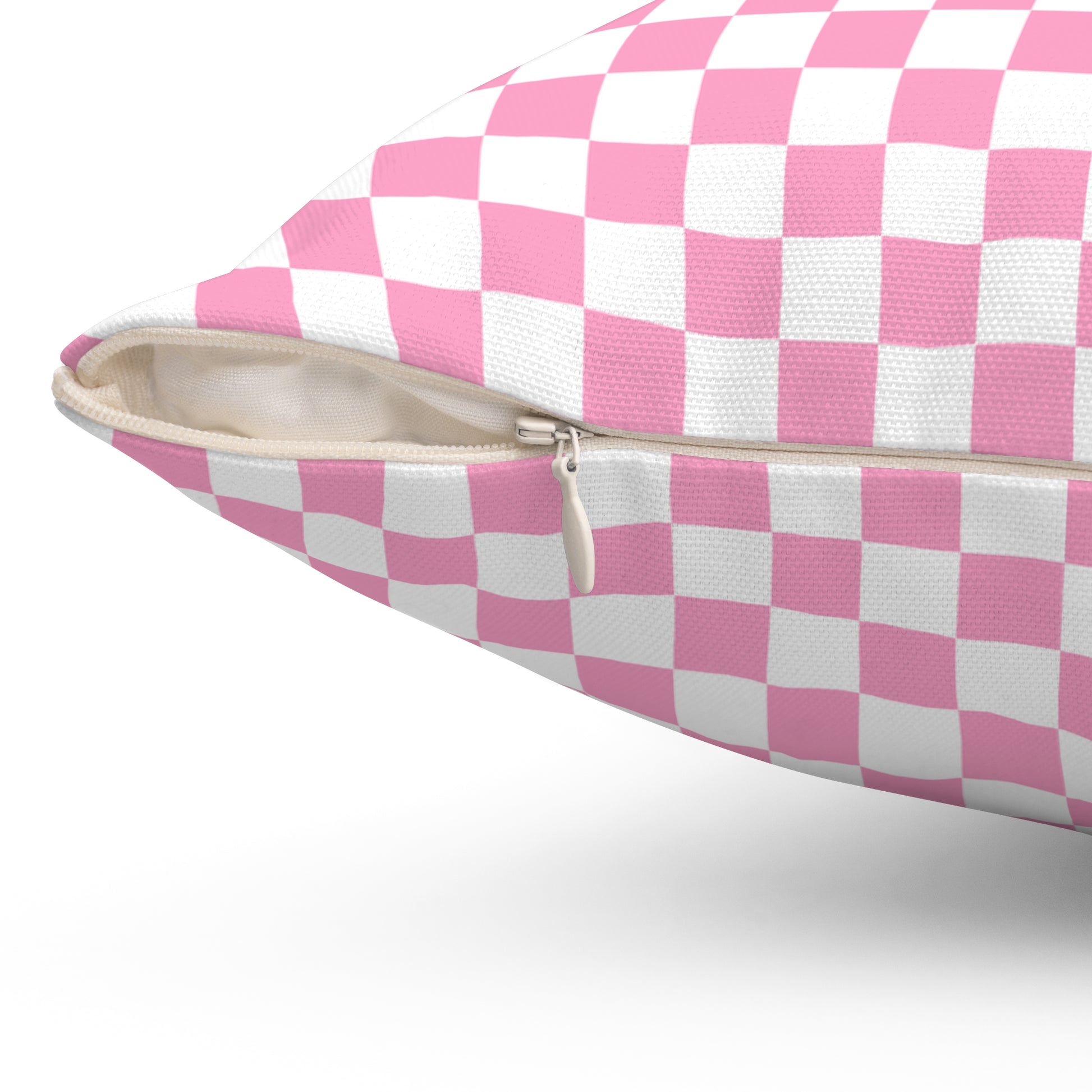 Checkerboard Hot Pink and White Spun Polyester Square Pillow, Artsulli - Art is Long, Life is Short, Home Decor, , , , , , , 