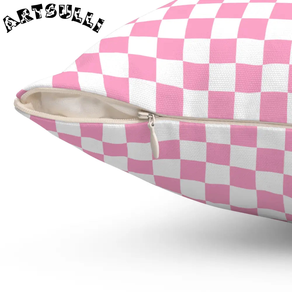 JAKKOUTTHEBXX Checkerboard Hot Pink and White Spun Polyester Square