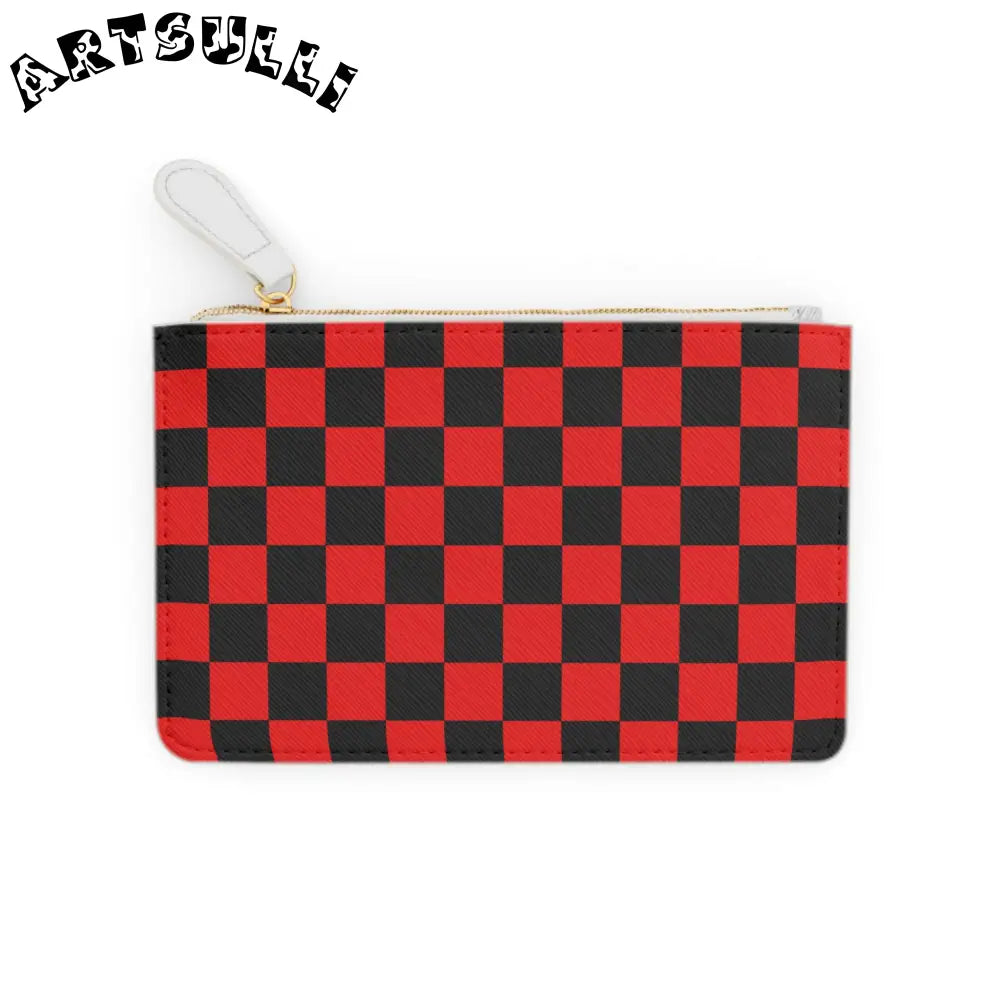 JAKKOUTTHEBXX Checkerboard Red and Black Mini Clutch Bag