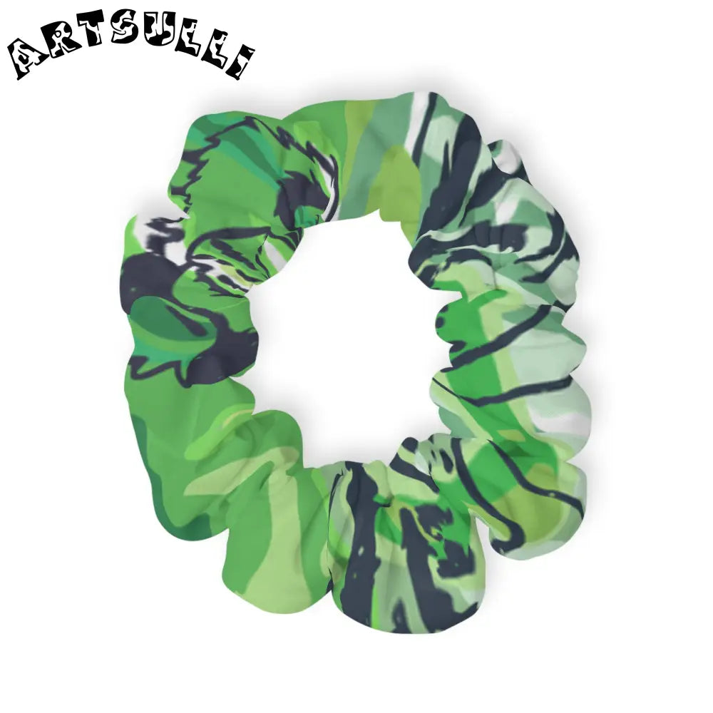 JAKKOUTTHEBXX Tropical Jungle Tigers Green Scrunchie JAKKOUTTHEBXX
