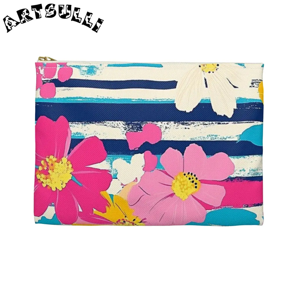 JAKKOUTTHEBXX Dayglo Floral Stripes II Multi-Color Accessory Pouch