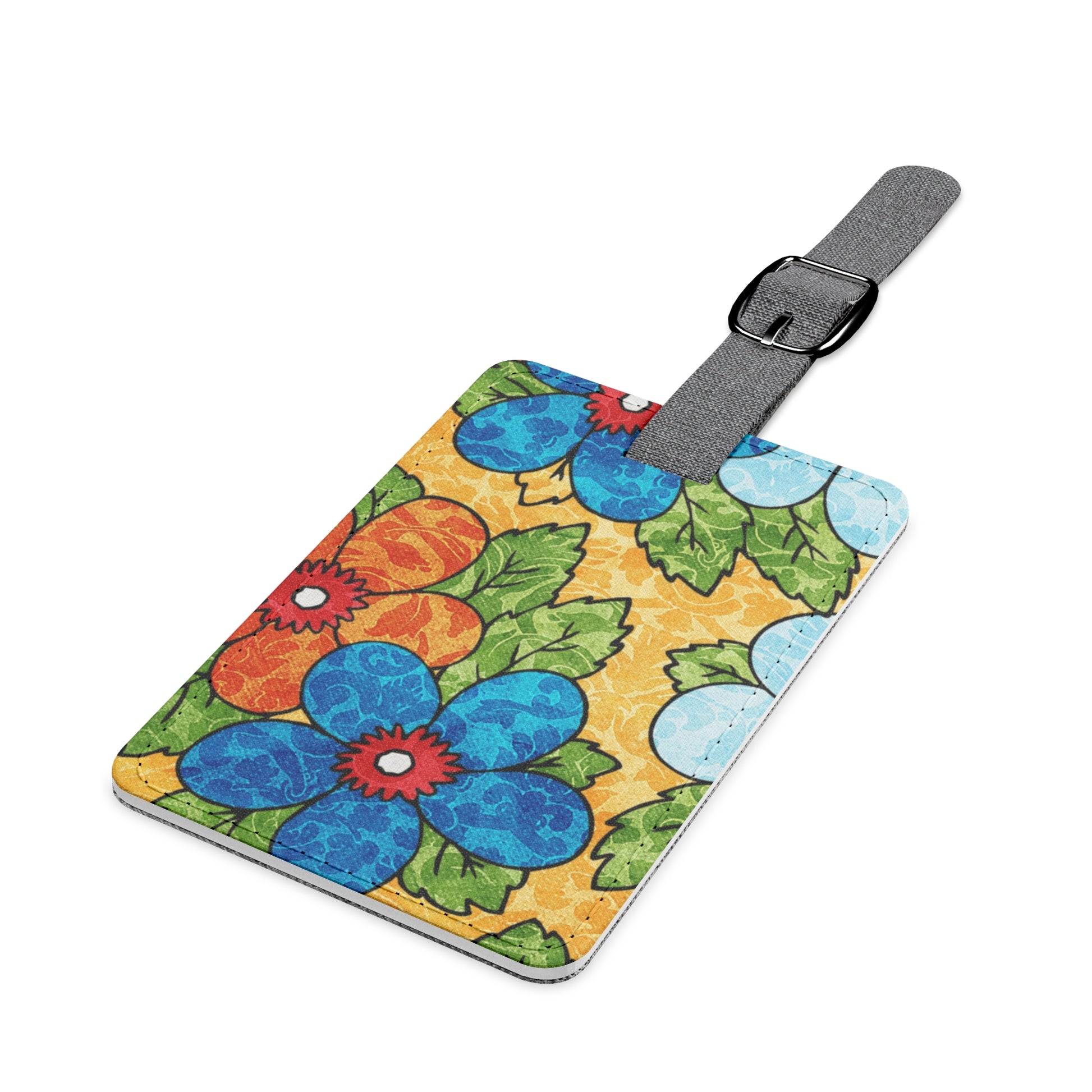 Groovy Yellow Floral Kl Saffiano Polyester Luggage Tag, Rectangle, Artsulli - Art is Long, Life is Short, Accessories, , , , , , , 