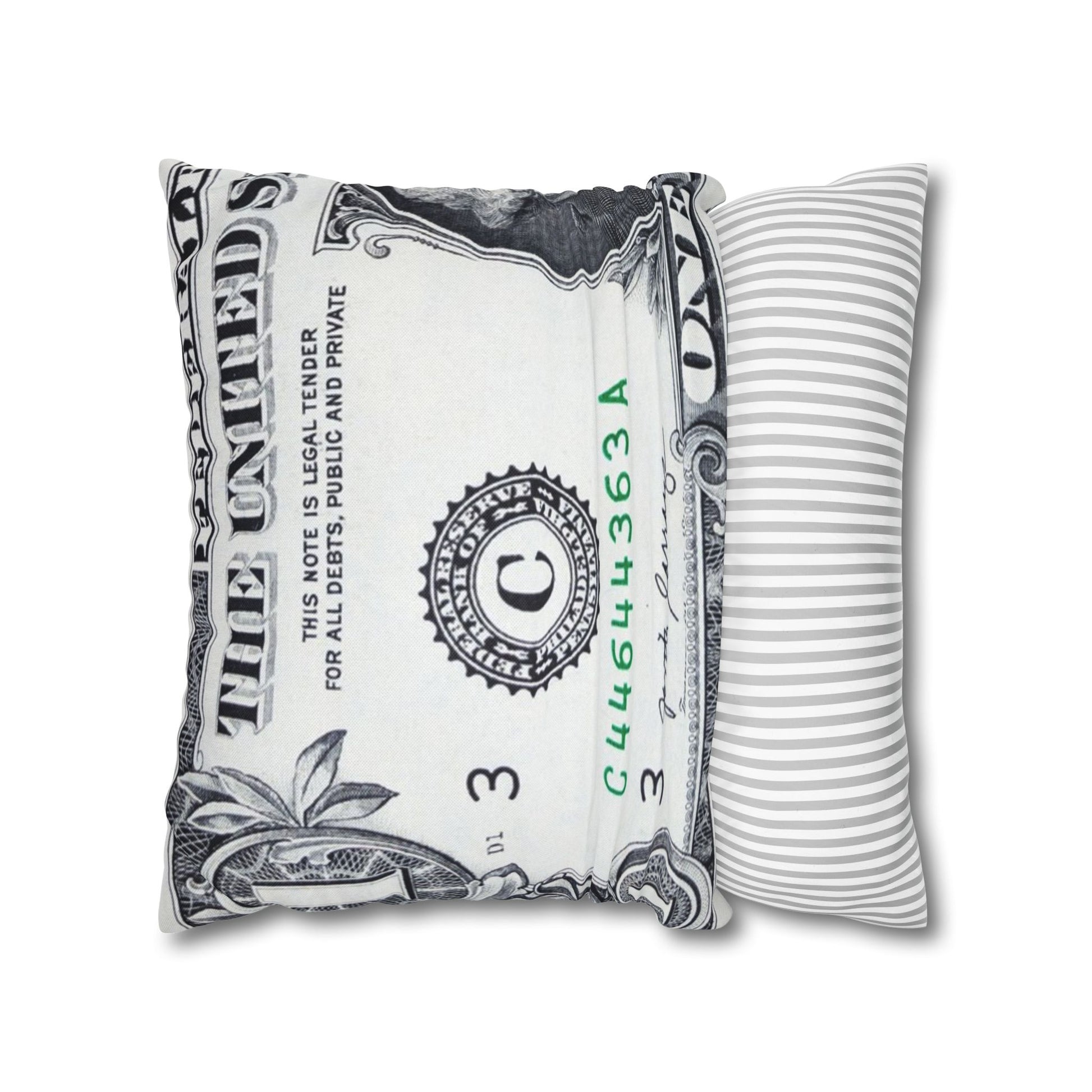 Money Collage Spun Polyester Square Pillowcase, Artsulli - Art is Long, Life is Short, Home Decor, , , , , , , 