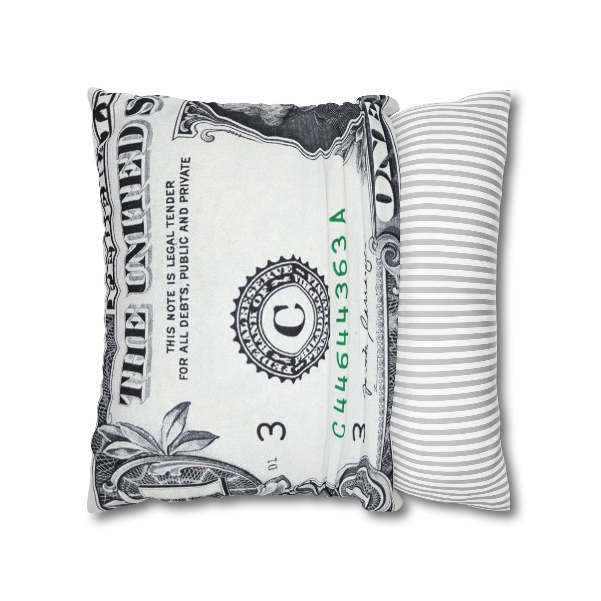 Money Collage Spun Polyester Square Pillowcase, Artsulli - Art is Long, Life is Short, Home Decor, , , , , , , 