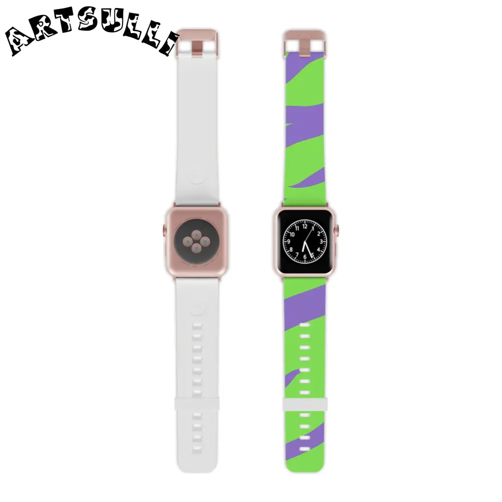 JAKKOUTTHEBXX Tyrannosaurus Print Green and Purple Watch Band
