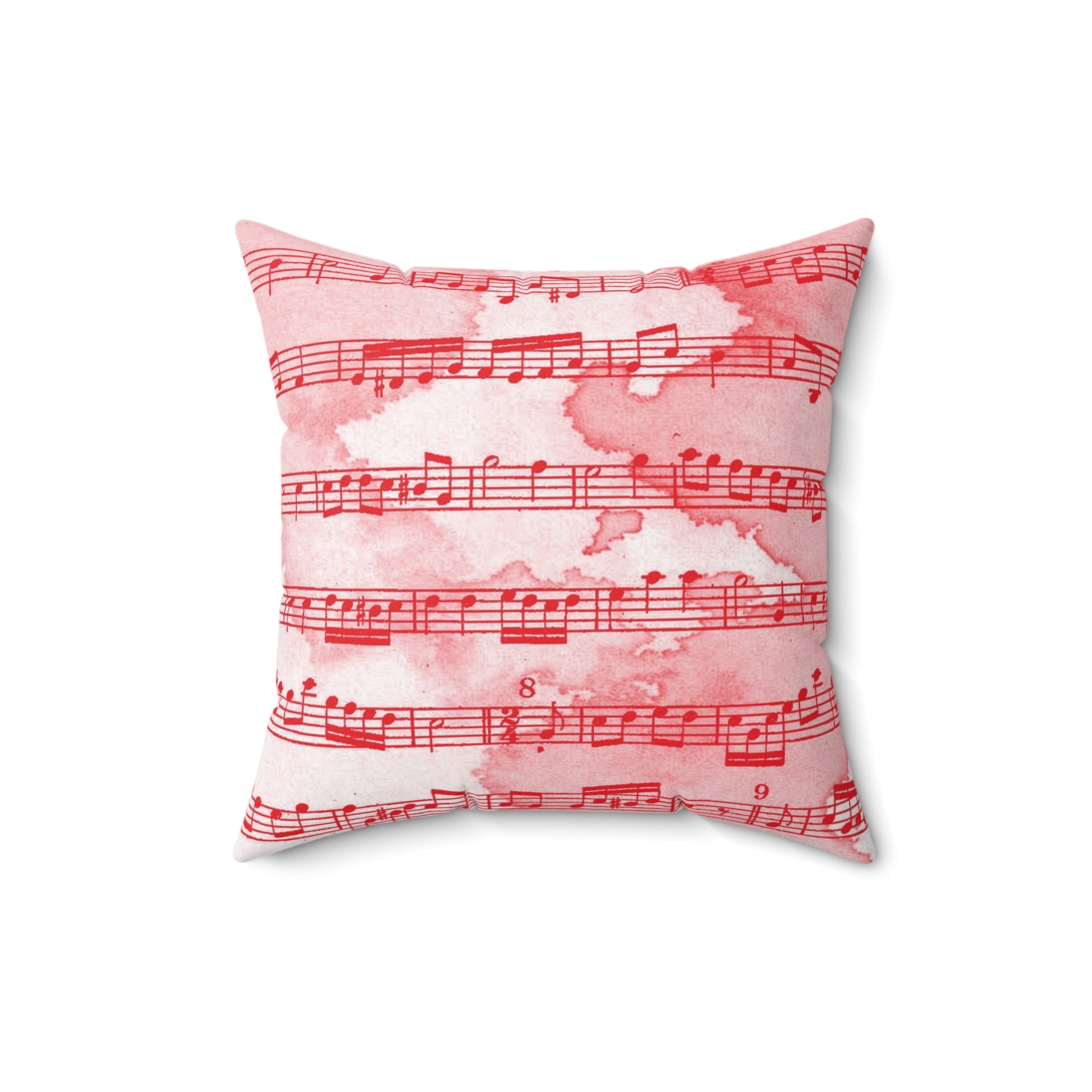 Drip Spill Type Beat Sheet Music II Red Spun Polyester Square Pillow, Artsulli - Art is Long, Life is Short, Home Decor, Size, 16" × 16", , , , , 17673874560440235770