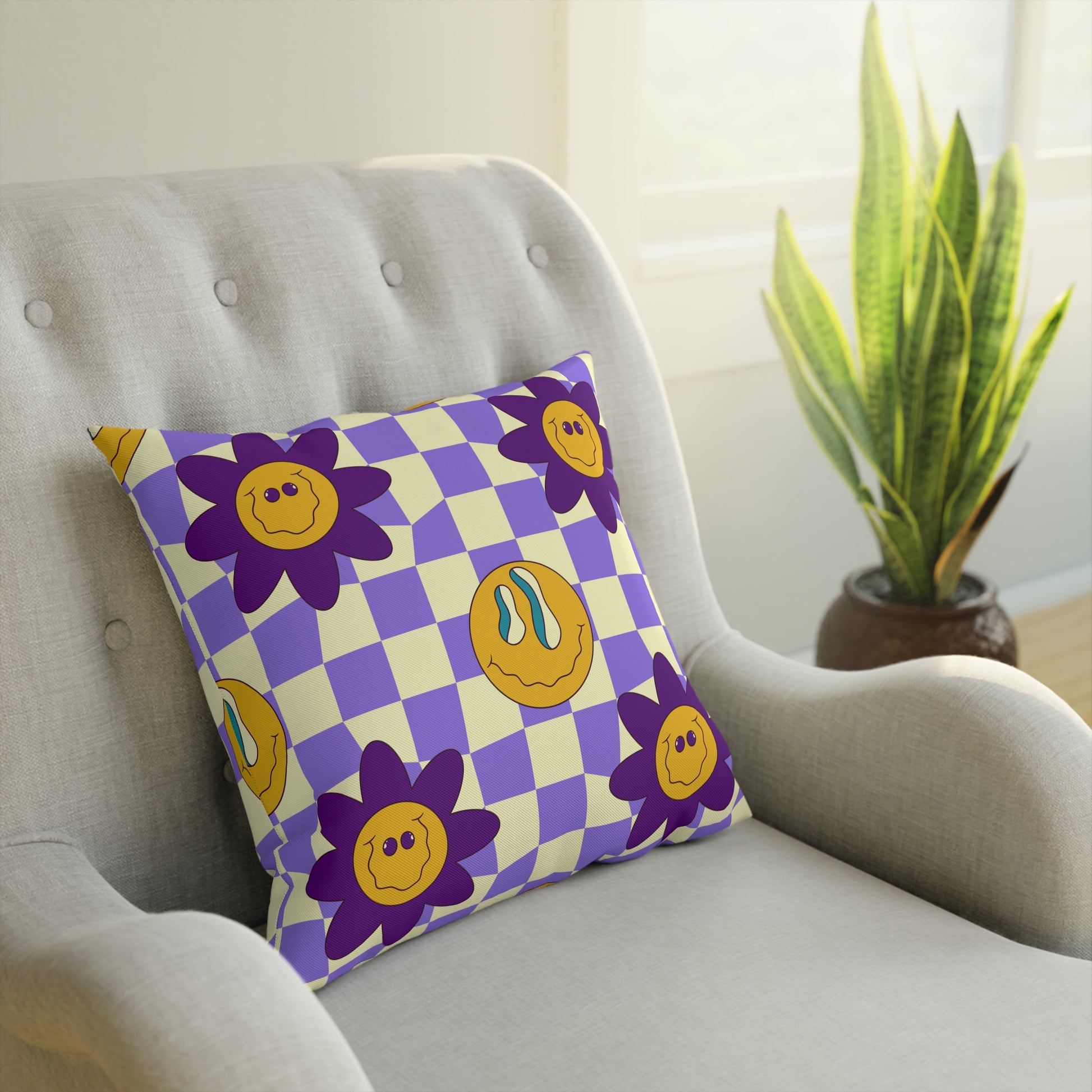 Trippy Flower Power Motifs Pink Cushion, Artsulli - Art is Long, Life is Short, Home Decor, , , , , , , 