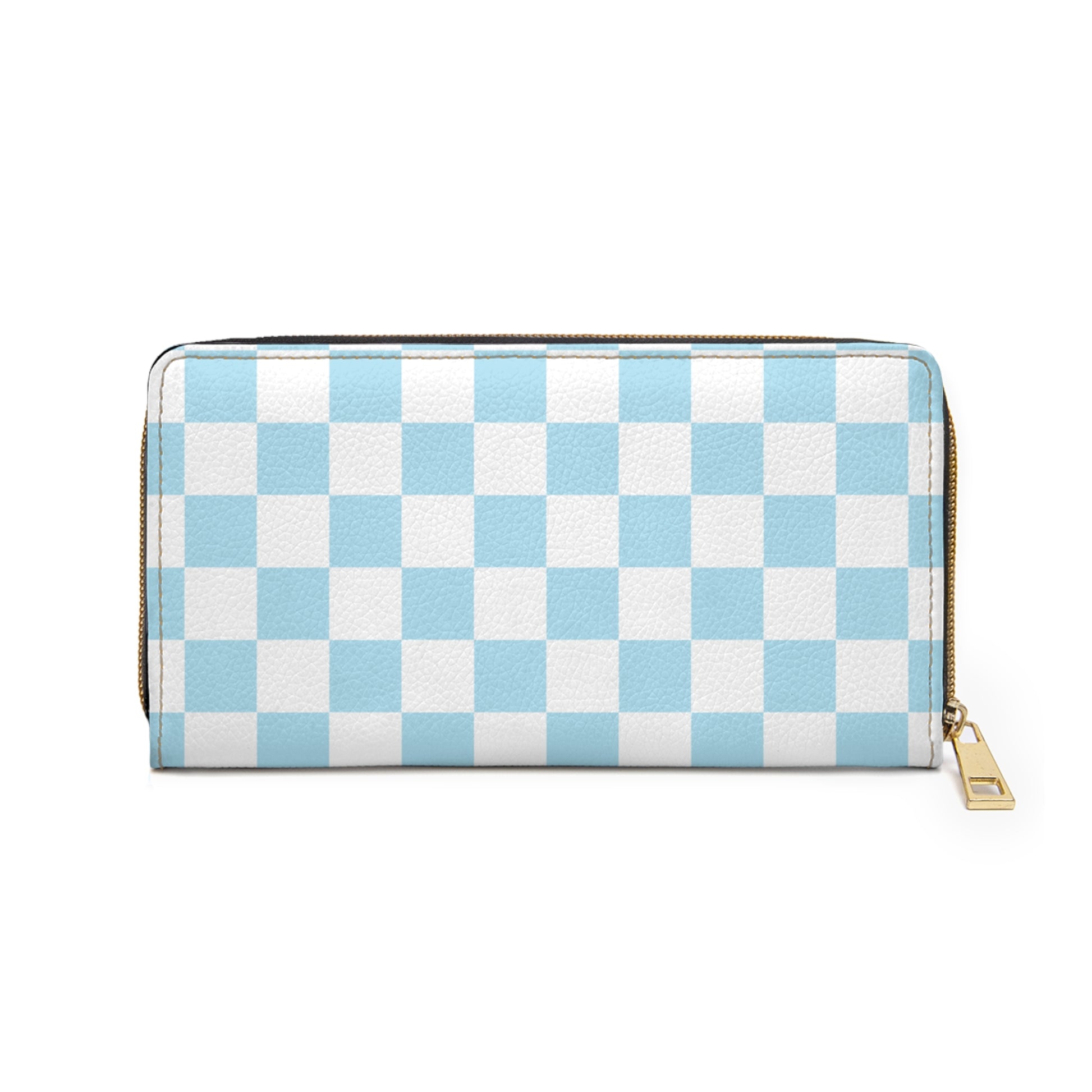 Checkerboard Sky Blue Zipper Wallet, Artsulli - Art is Long, Life is Short, Accessories, , , , , , , 