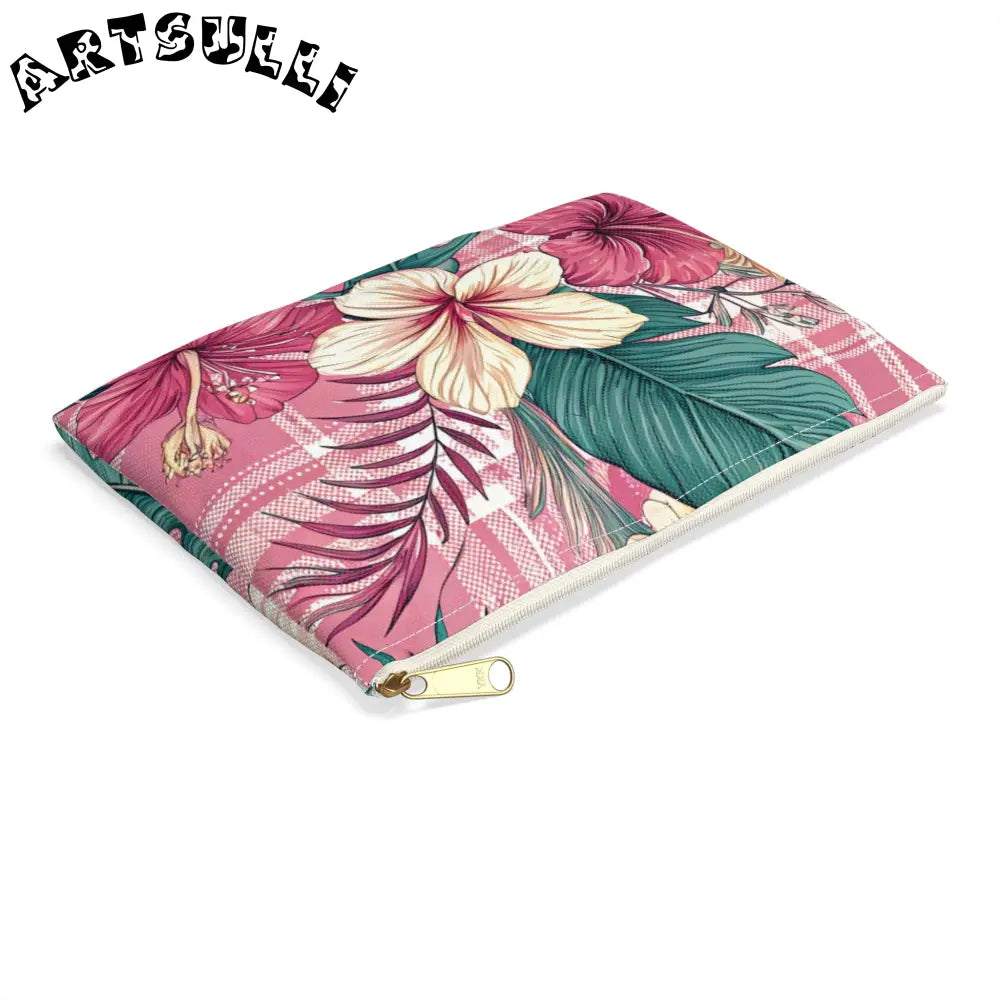 JAKKOUTTHEBXX Plaid x Floral Burgundy and Green Accessory Pouch