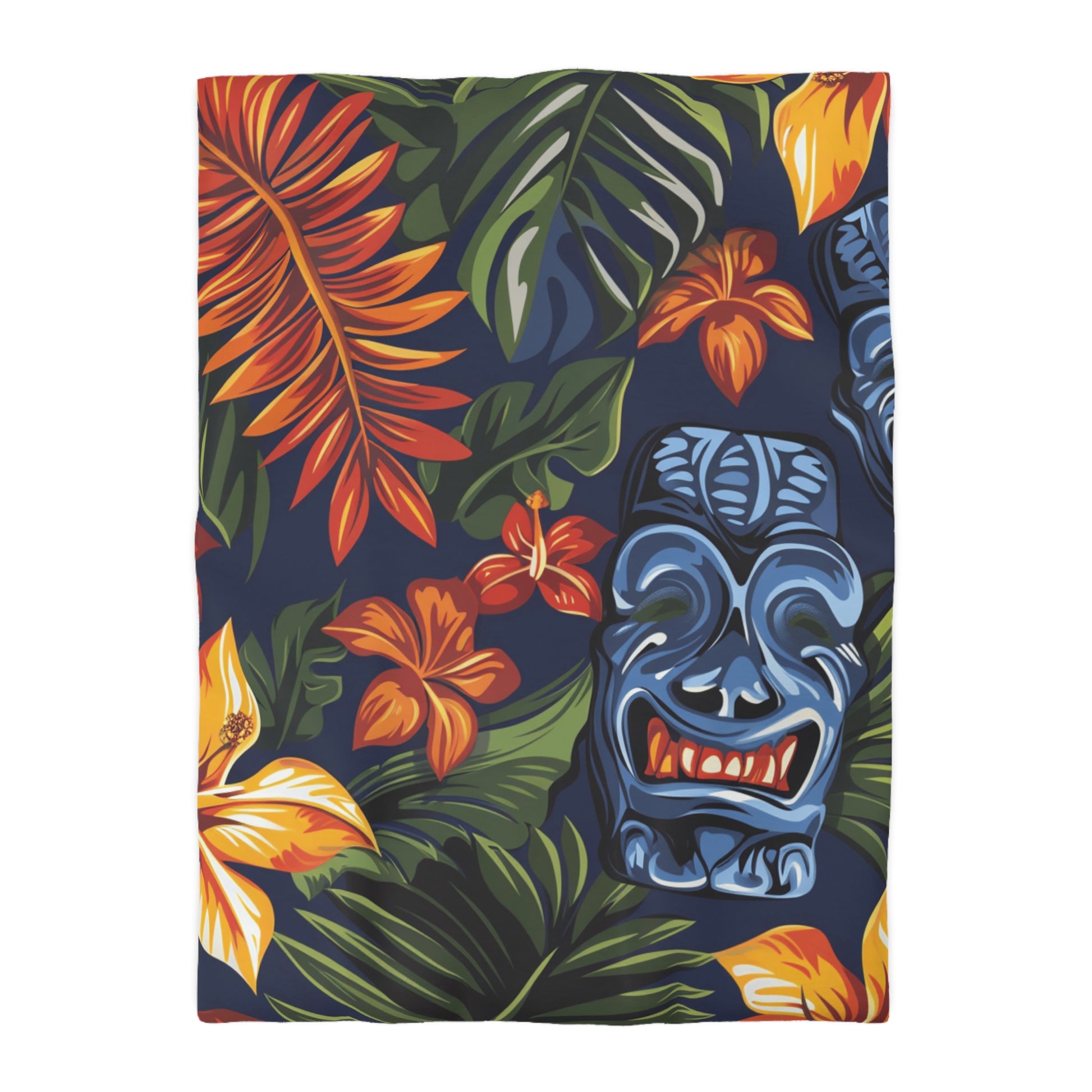 Tiki Bloom Navy Microfiber Duvet Cover, Artsulli - Art is Long, Life is Short, Home Decor, Size, Twin XL, Color, White, , , 11822406374747827986