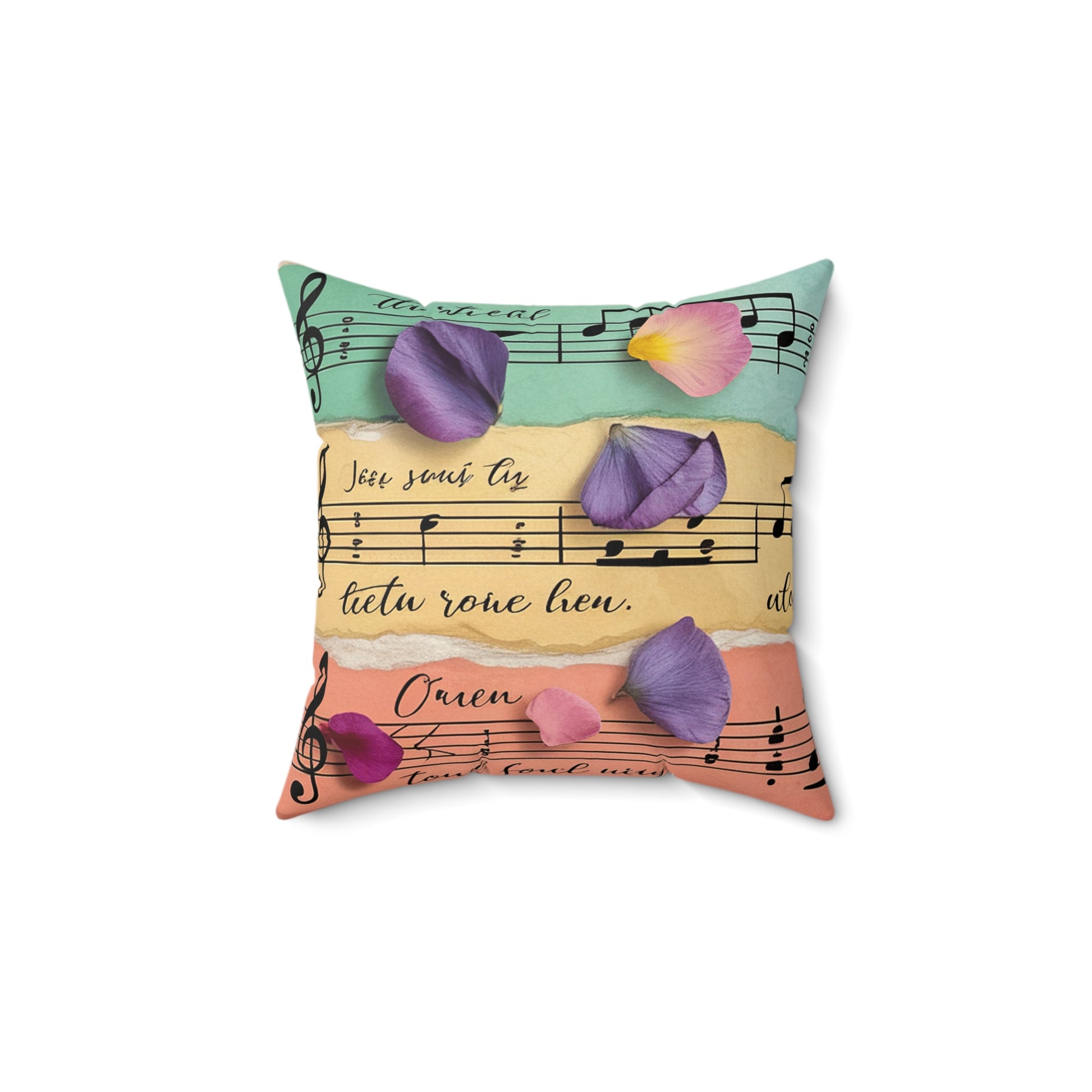 Torn Type Beat Sheet Music Multi-Color Spun Polyester Square Pillow, Artsulli - Art is Long, Life is Short, Home Decor, Size, 14" × 14", , , , , 91789855091446371229