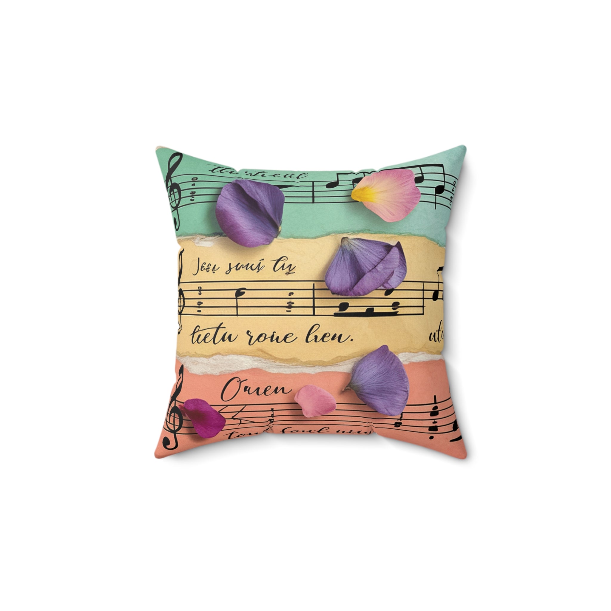 Torn Type Beat Sheet Music Multi-Color Spun Polyester Square Pillow, Artsulli - Art is Long, Life is Short, Home Decor, Size, 14" × 14", , , , , 91789855091446371229