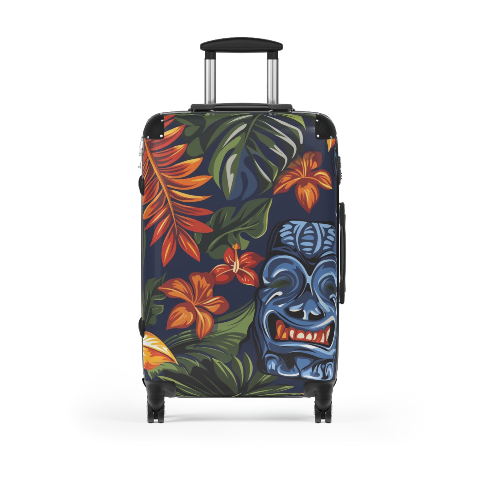 Tiki Bloom Navy Suitcase, Artsulli - Art is Long, Life is Short, Bags, Size, Medium, Color, Black, , , 23895036813999587705