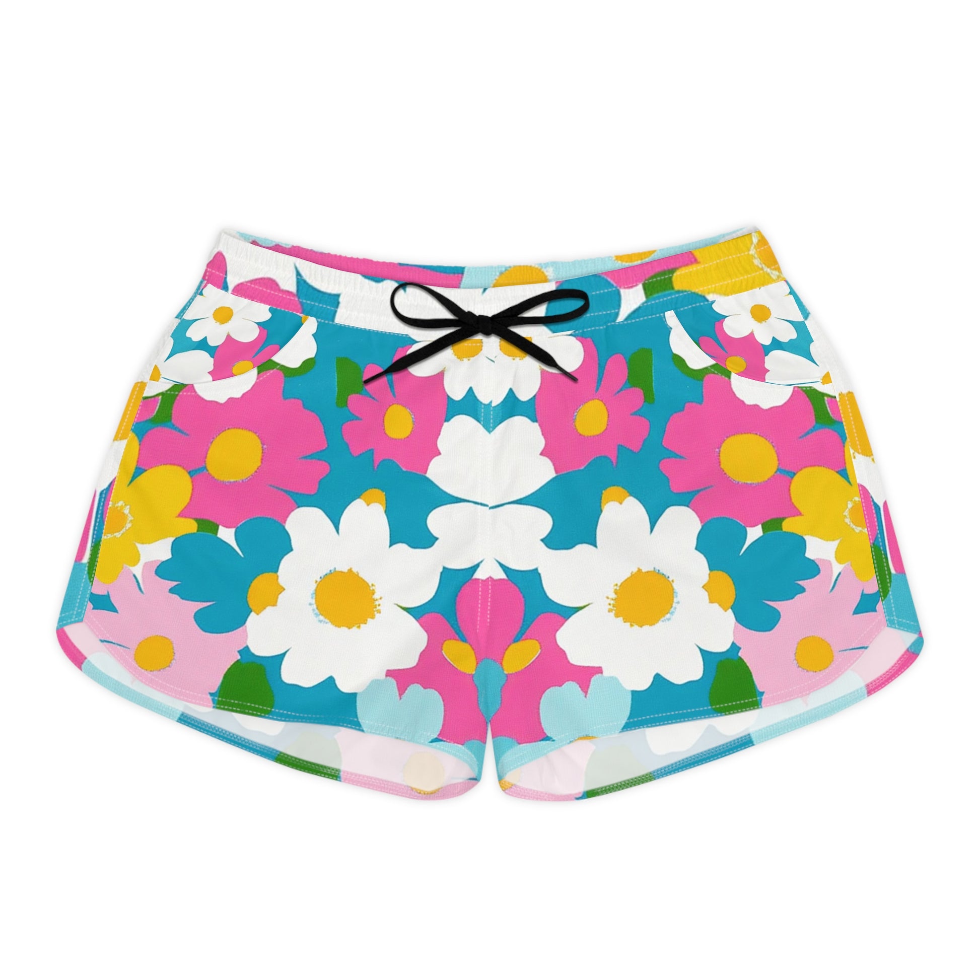Flowers Multi-Color Women's Casual Shorts (AOP), Artsulli - Art is Long, Life is Short, All Over Prints, Size, S, Color, Black drawstring, , , 54673857263850