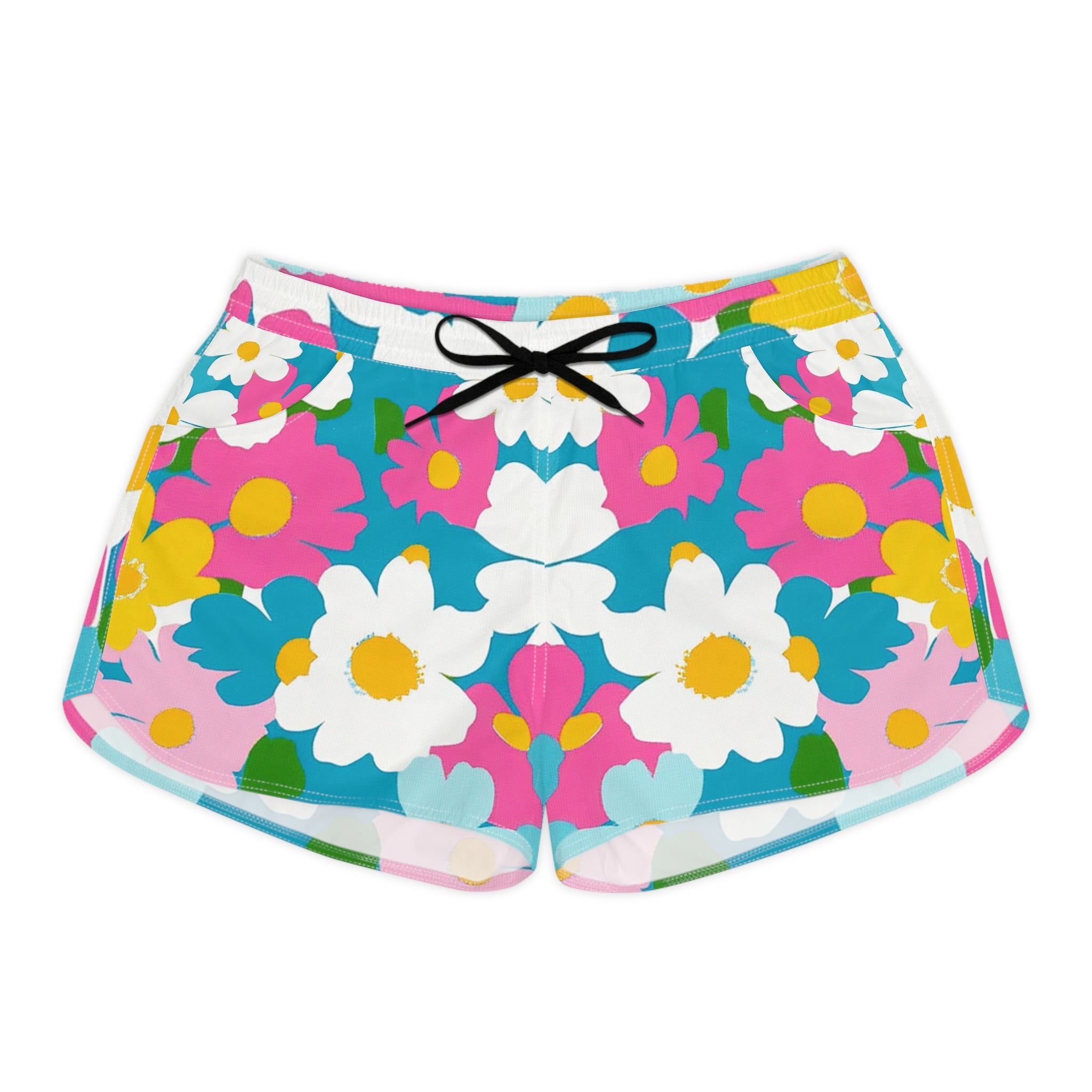 Flowers Multi-Color Women's Casual Shorts (AOP), Artsulli - Art is Long, Life is Short, All Over Prints, Size, S, Color, Black drawstring, , , 54673857263850