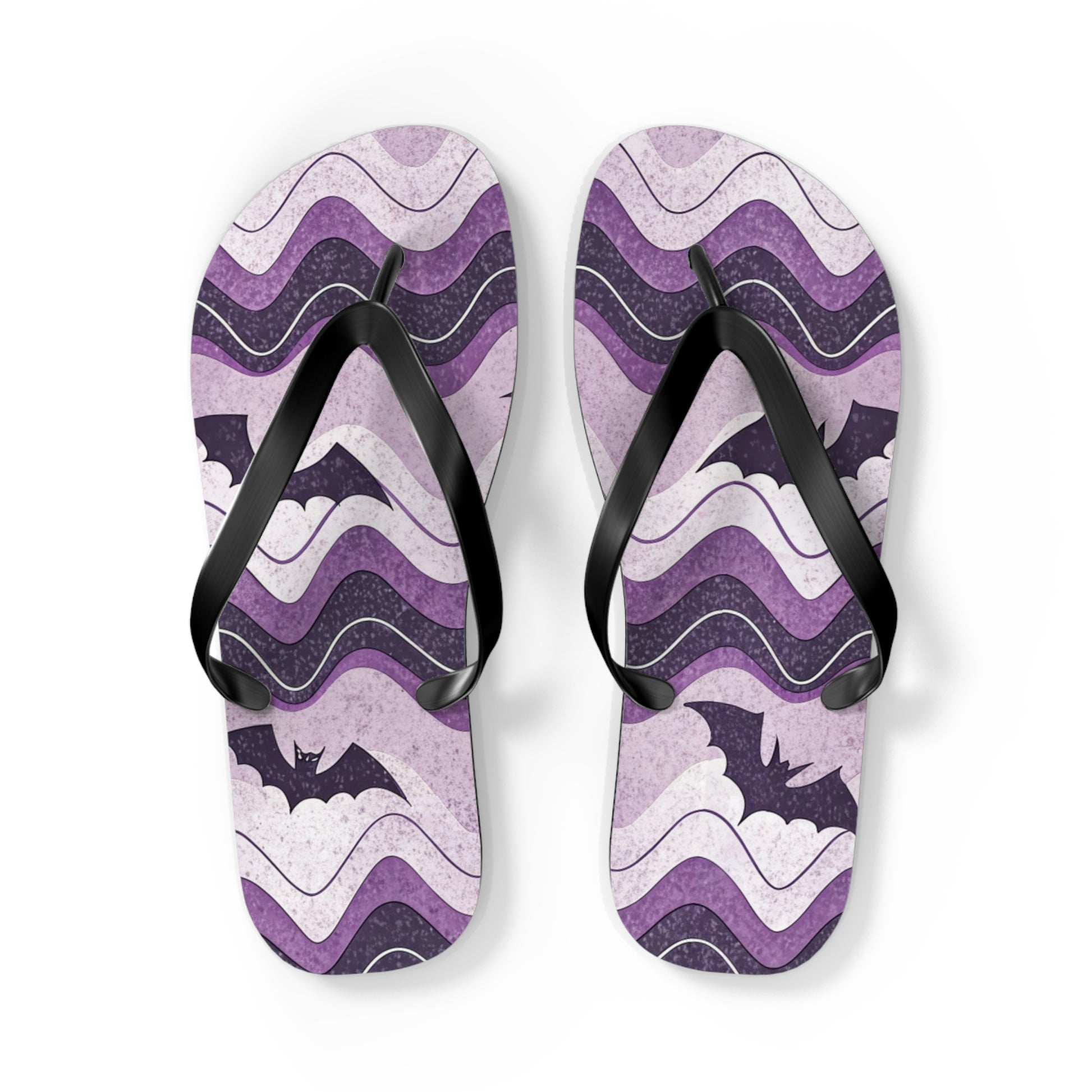 Bat Wave Flip Flops, Artsulli - Art is Long, Life is Short, Shoes, Size, L, Color, Black sole, , , 28482462805988