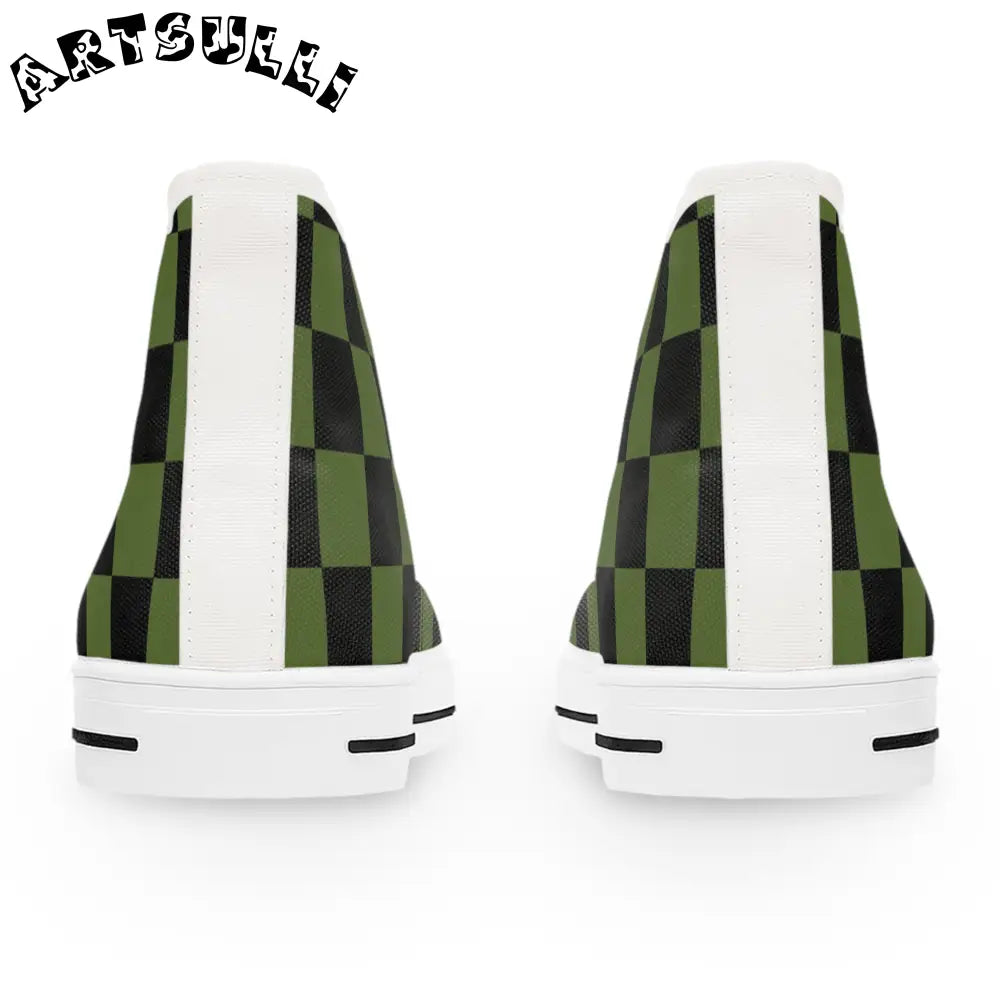 JAKKOUTTHEBXX Checkerboard Olive Green and Black Women’s High Top