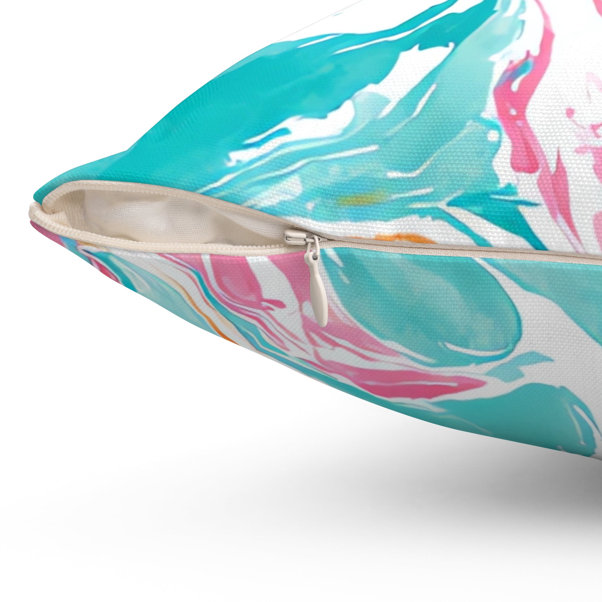 Liquid Pastel Spill Multi-Color Spun Polyester Square Pillow, Artsulli - Art is Long, Life is Short, Home Decor, , , , , , , 