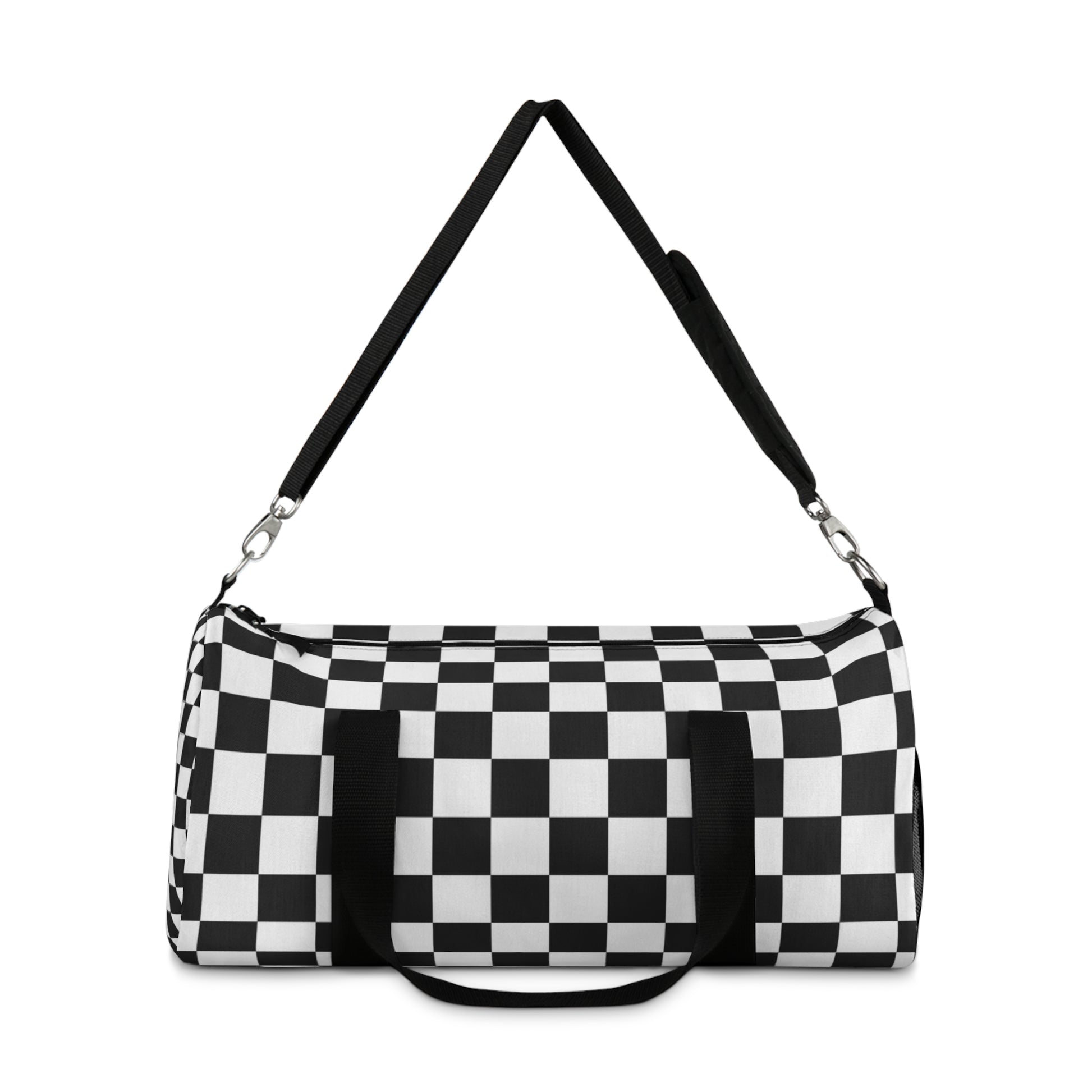 Checkerboard White and Black Duffel Bag, Artsulli - Art is Long, Life is Short, Bags, , , , , , , 