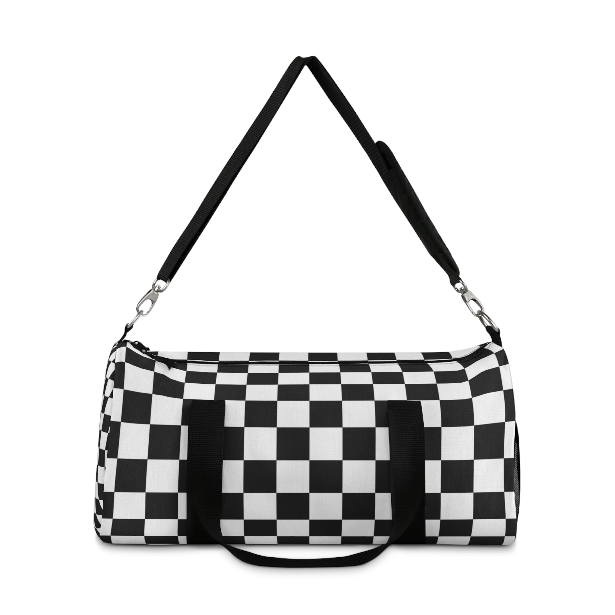 Checkerboard White and Black Duffel Bag, Artsulli - Art is Long, Life is Short, Bags, , , , , , , 