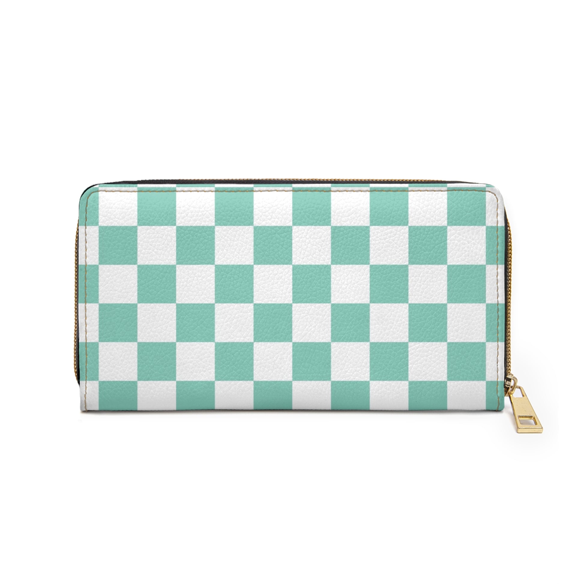 Checkerboard Light Green Zipper Wallet, Artsulli - Art is Long, Life is Short, Accessories, , , , , , , 