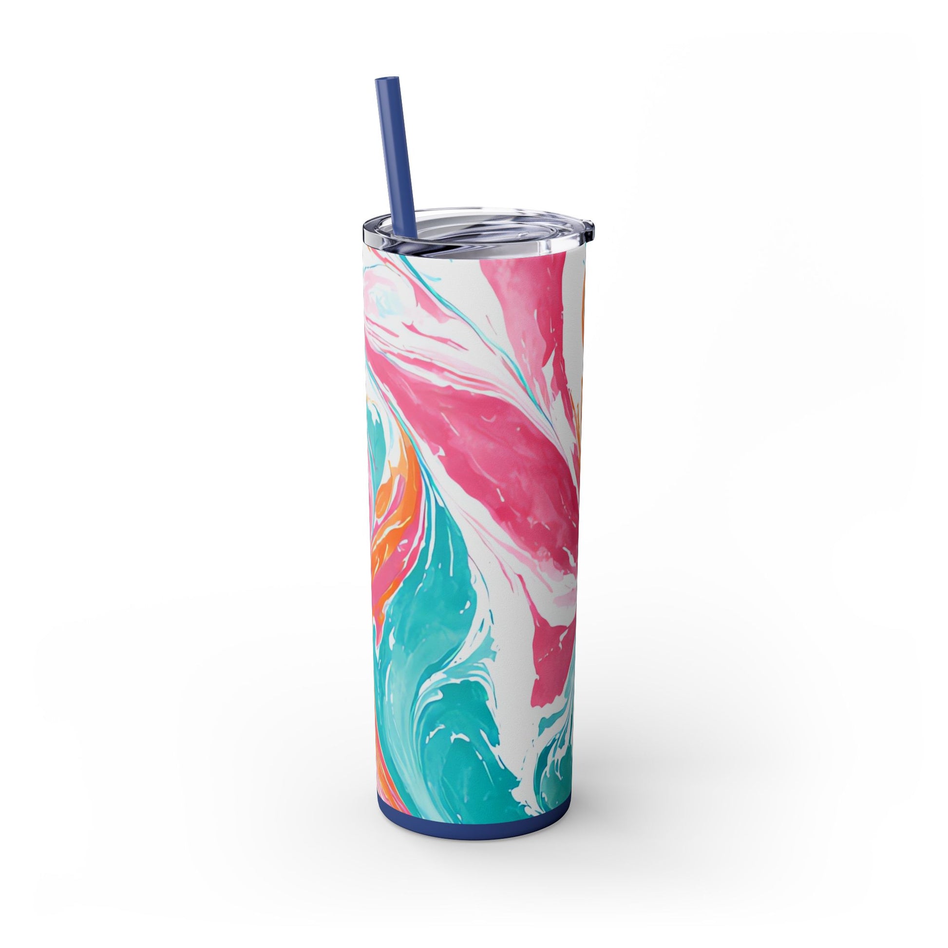 Liquid Pastel Spill Multi-Color Skinny Tumbler with Straw, 20oz, Artsulli - Art is Long, Life is Short, Mug, , , , , , , 