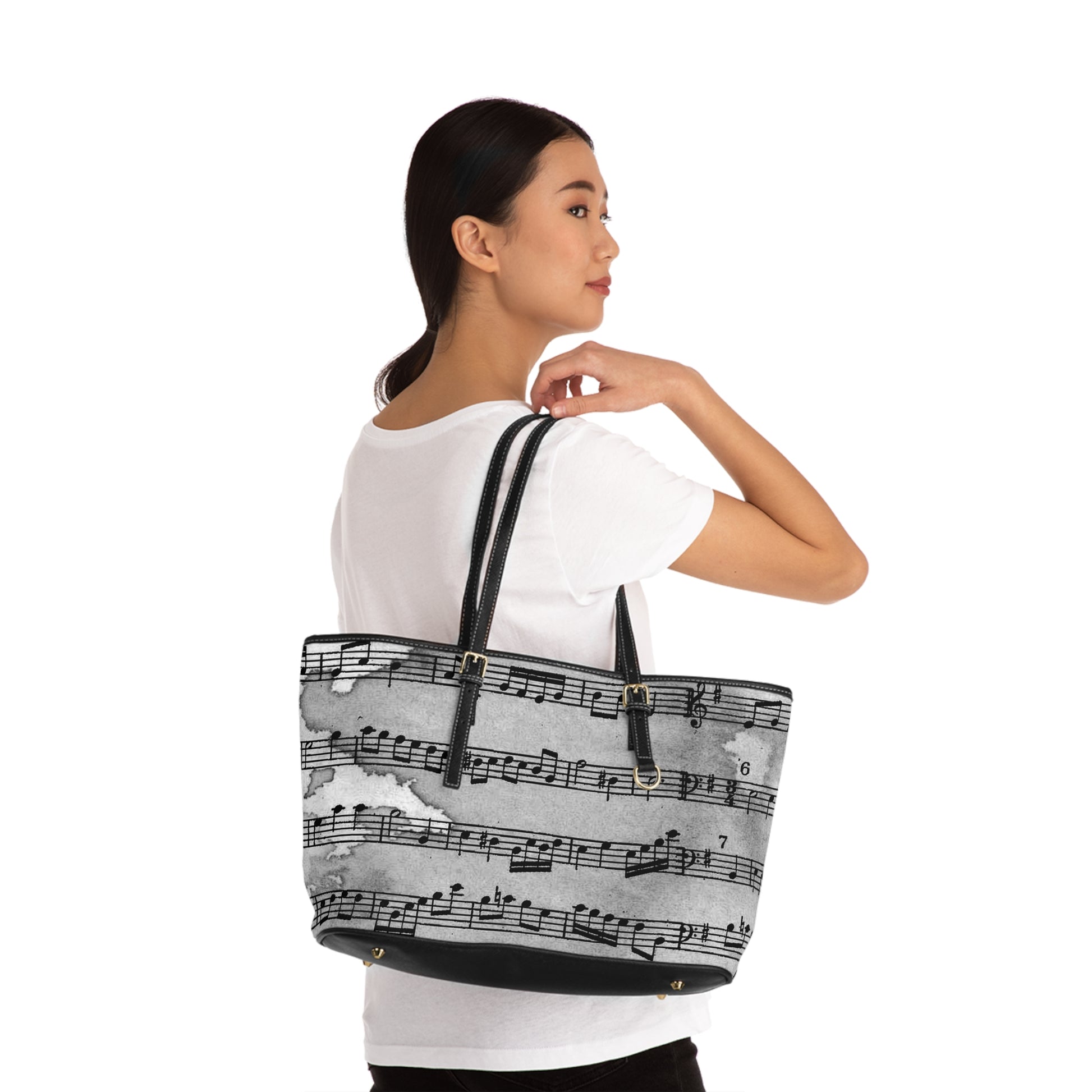 Drip Spill Type Beat Sheet Music Black PU Leather Shoulder Bag, Artsulli - Art is Long, Life is Short, Bags, , , , , , , 