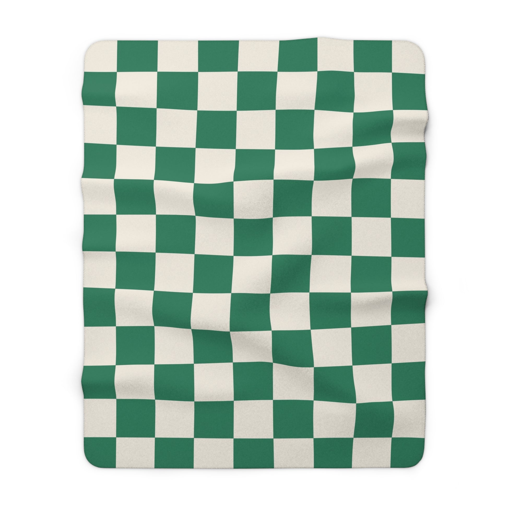 Checkerboard II Dark Green Sherpa Fleece Blanket, Artsulli - Art is Long, Life is Short, Home Decor, Size, 60" × 80", , , , , 77146378792167798682