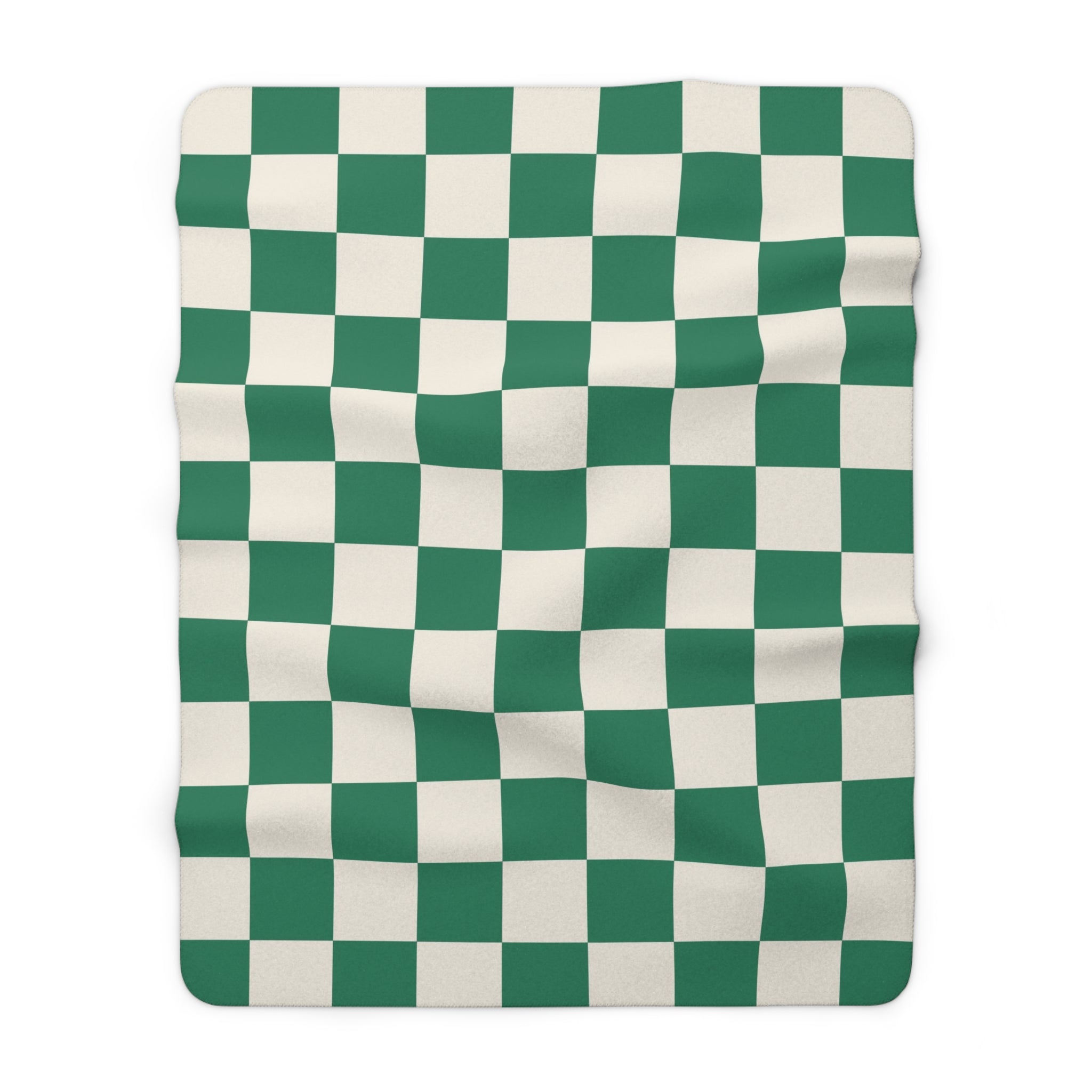 Checkerboard II Dark Green Sherpa Fleece Blanket, Artsulli - Art is Long, Life is Short, Home Decor, Size, 60" × 80", , , , , 77146378792167798682