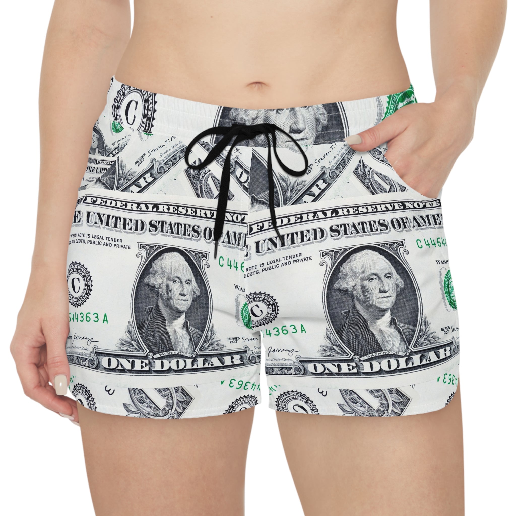 Money Collage Women's Casual Shorts (AOP), Artsulli - Art is Long, Life is Short, All Over Prints, , , , , , , 