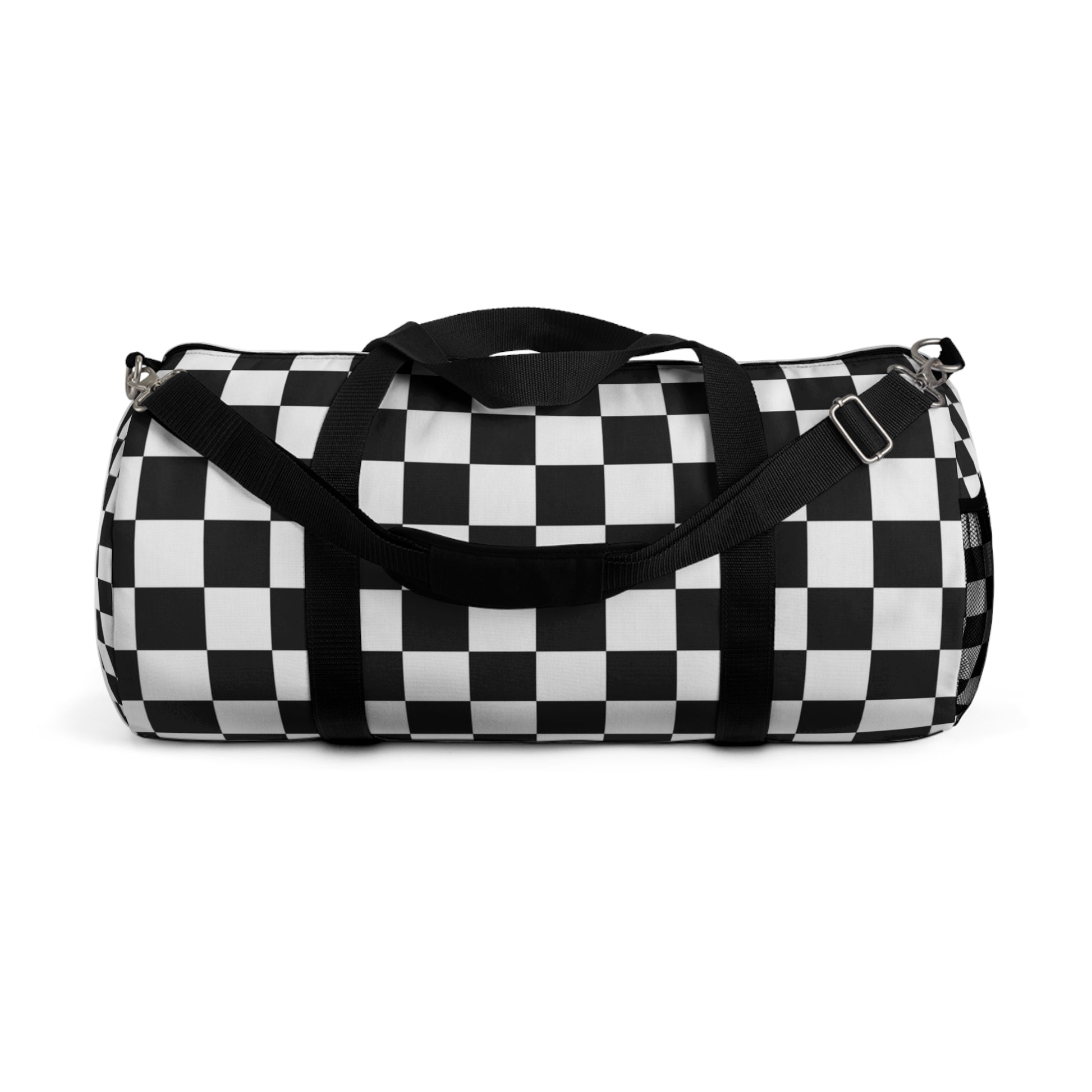 Checkerboard White and Black Duffel Bag, Artsulli - Art is Long, Life is Short, Bags, Size, Large, , , , , 21589360244747873055