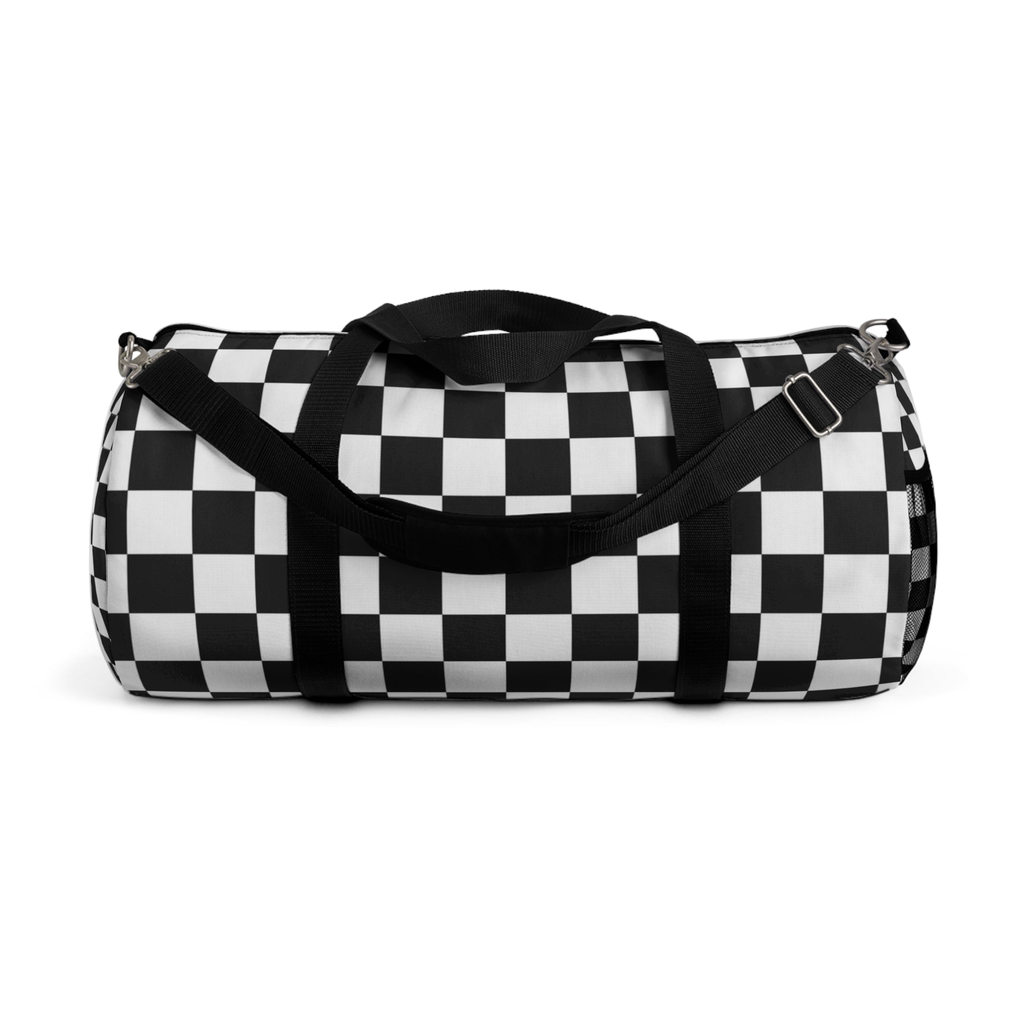 Checkerboard White and Black Duffel Bag, Artsulli - Art is Long, Life is Short, Bags, Size, Large, , , , , 21589360244747873055