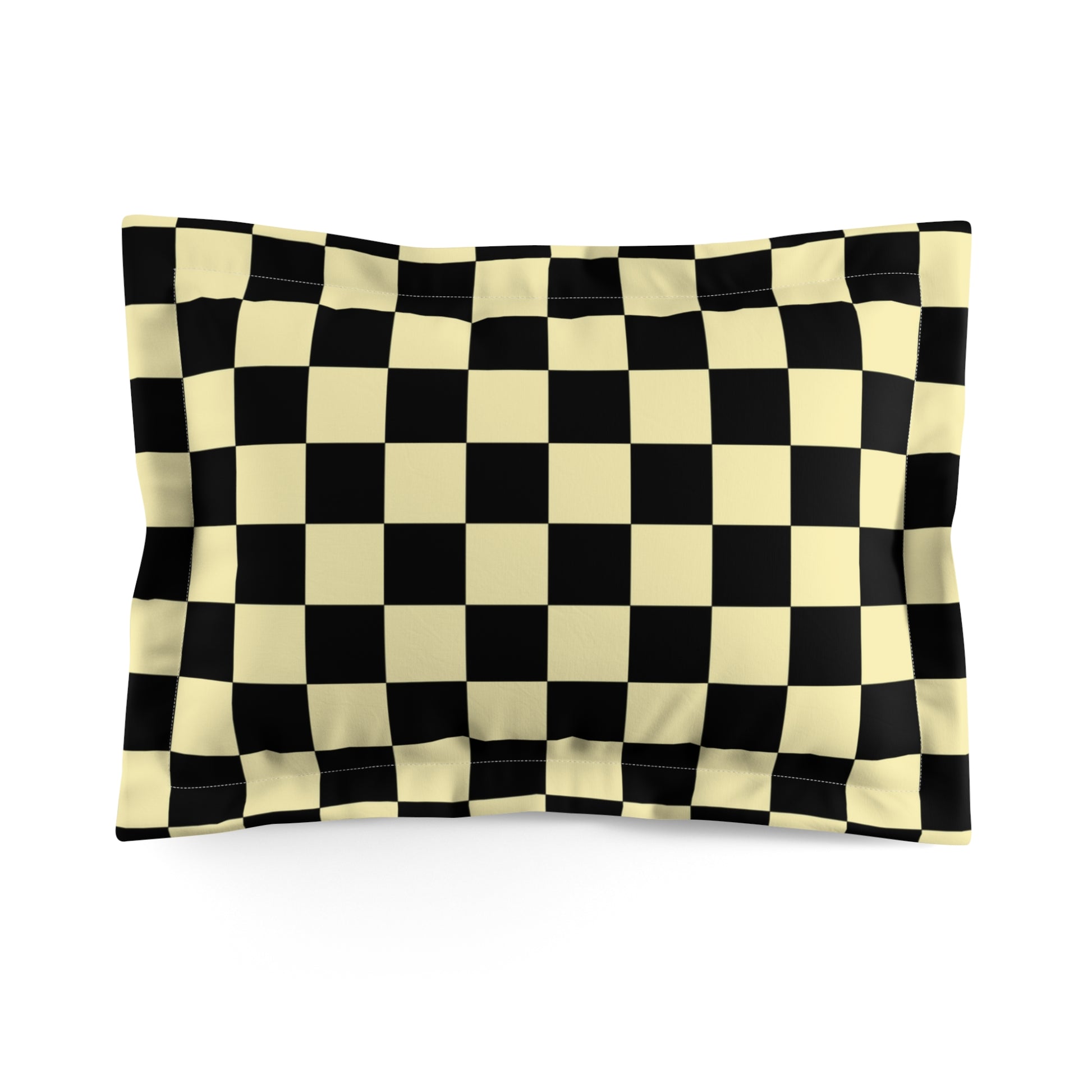 Checkerboard Black and Yellow Microfiber Pillow Sham, Artsulli - Art is Long, Life is Short, Home Decor, Size, Standard, , , , , 13887359296763634076