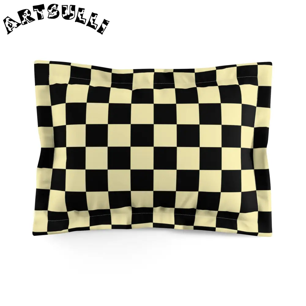 JAKKOUTTHEBXX Checkerboard Black and Yellow Microfiber Pillow Sham