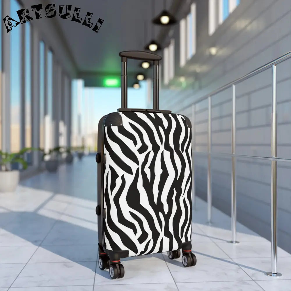 JAKKOUTTHEBXX Black and White Zebra Print Spinner Suitcase