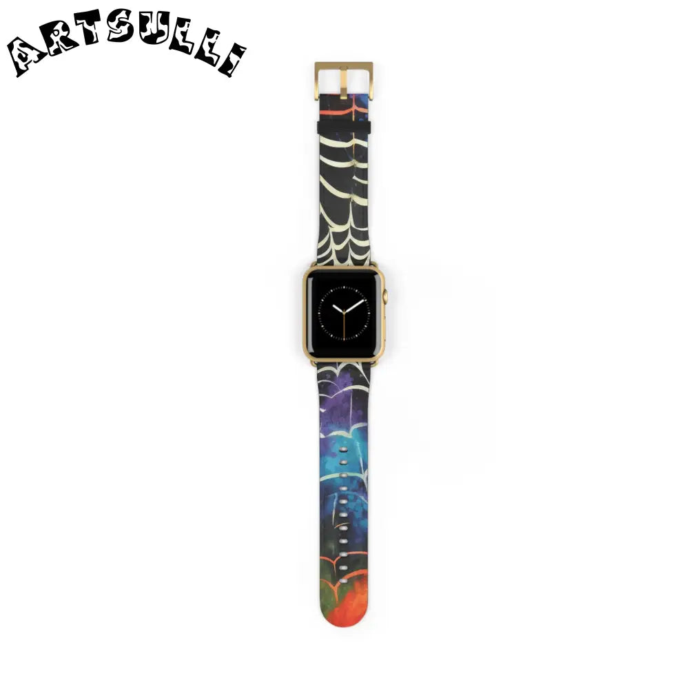 JAKKOUTTHEBXX Colorful Spider Web Faux Leather Watch Band 2025